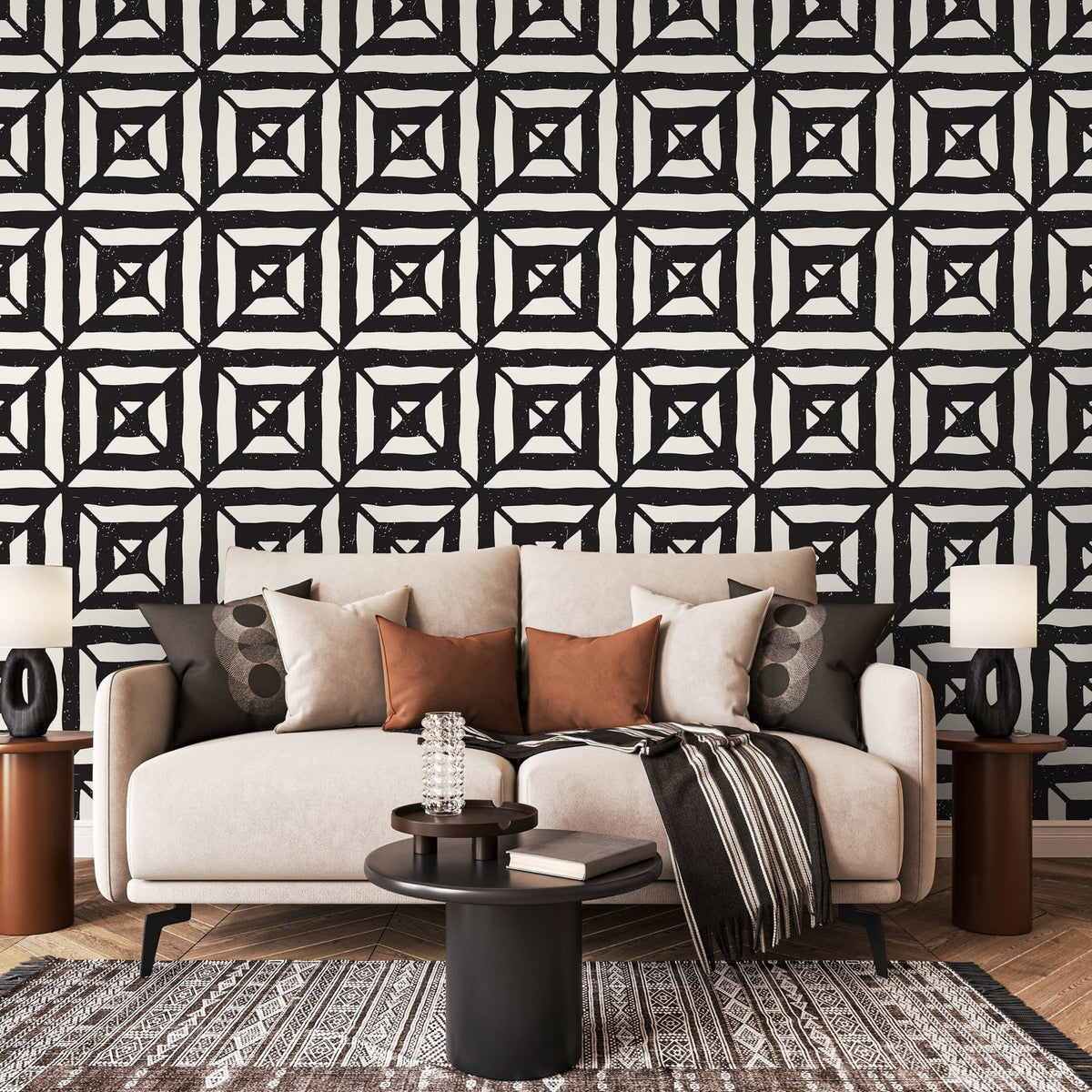 Tribal Geometric Pattern Wallpaper - C375 - WallTrend