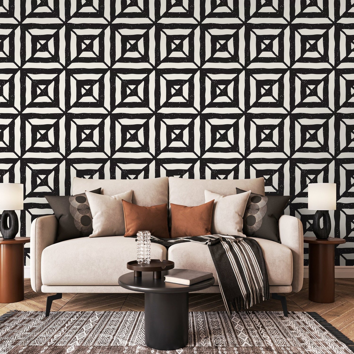 Tribal Geometric Pattern Wallpaper - C375 - WallTrend