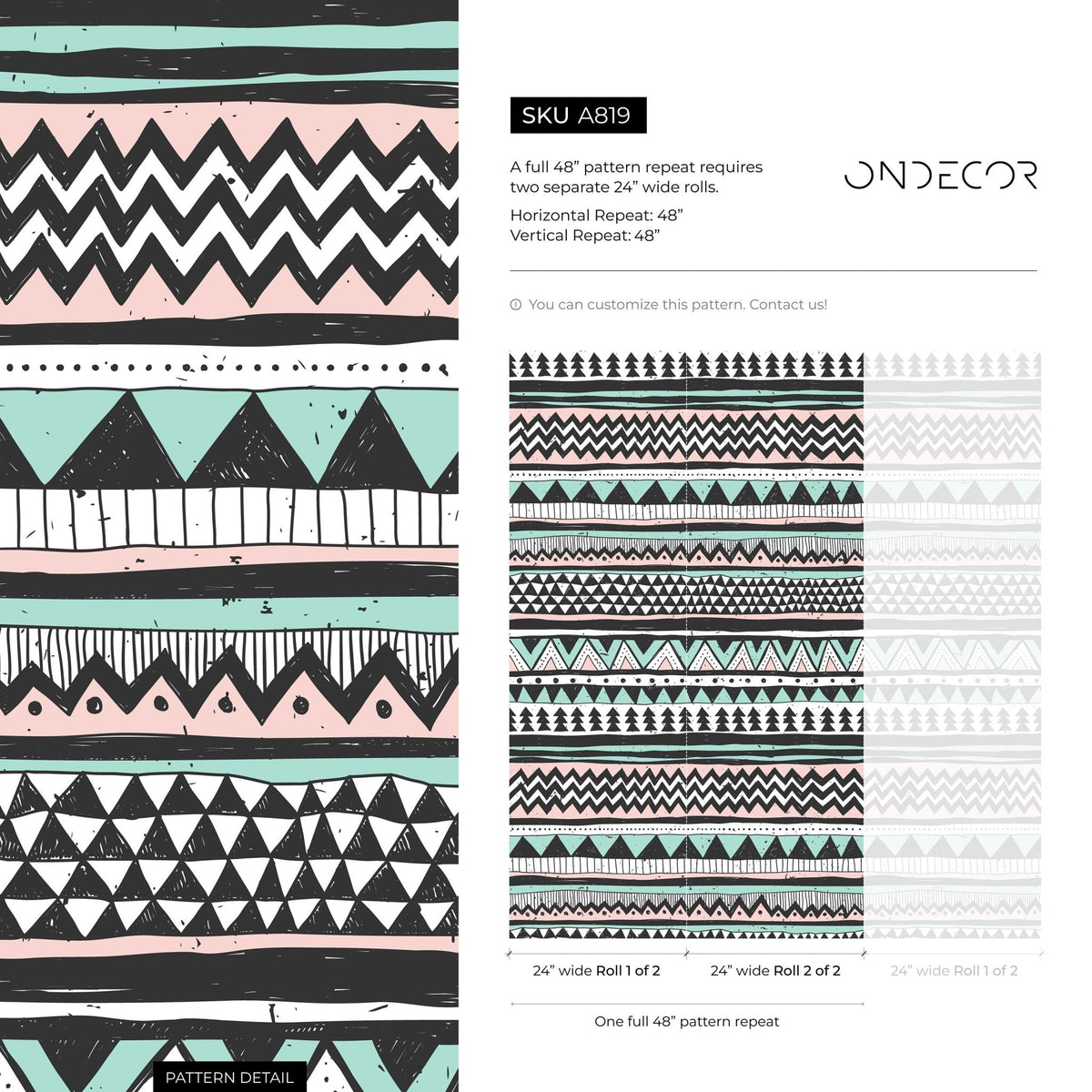 Tribal Stripes and Patterns Wallpaper - A819 - WallTrend