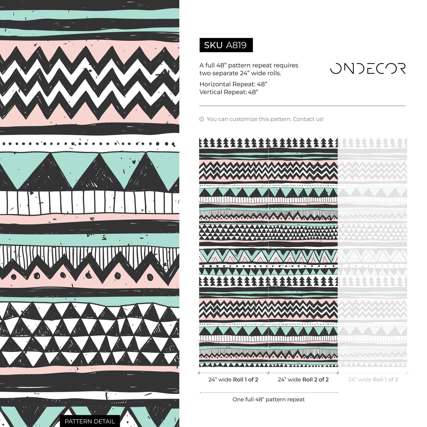 Tribal Stripes and Patterns Wallpaper - A819 - WallTrend