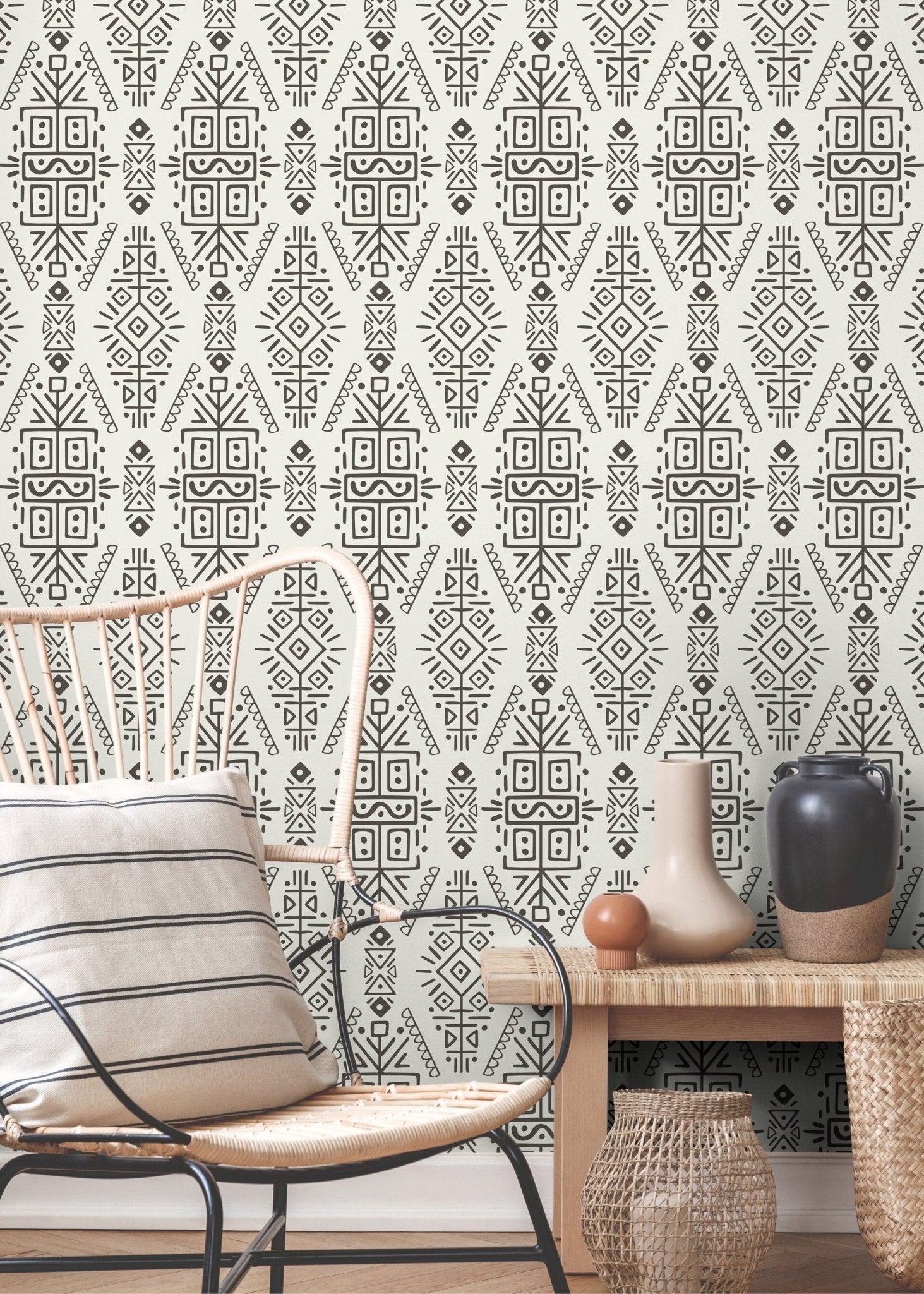 Tribal Symmetry Wallpaper - C607 - WallTrend