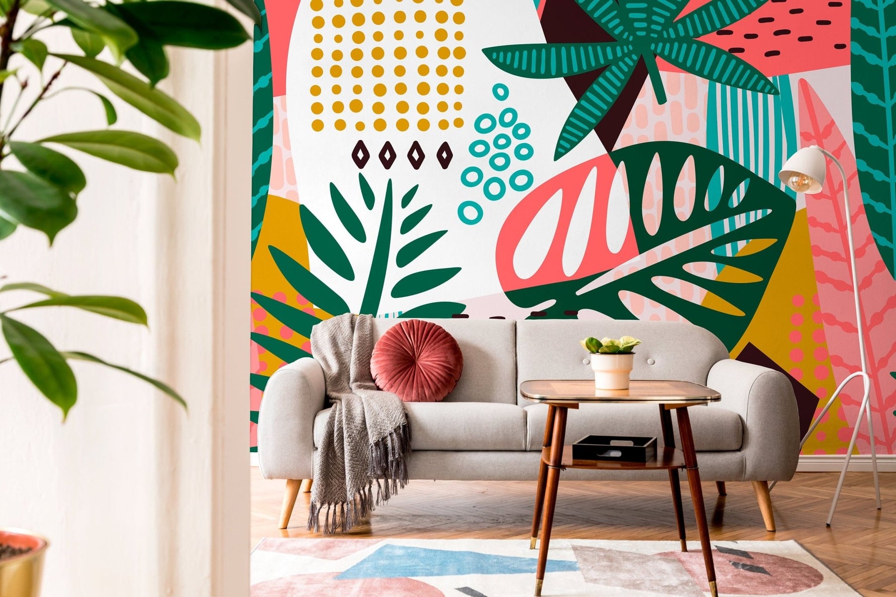 Tropical Abstract Art Wallpaper - B173 - WallTrend