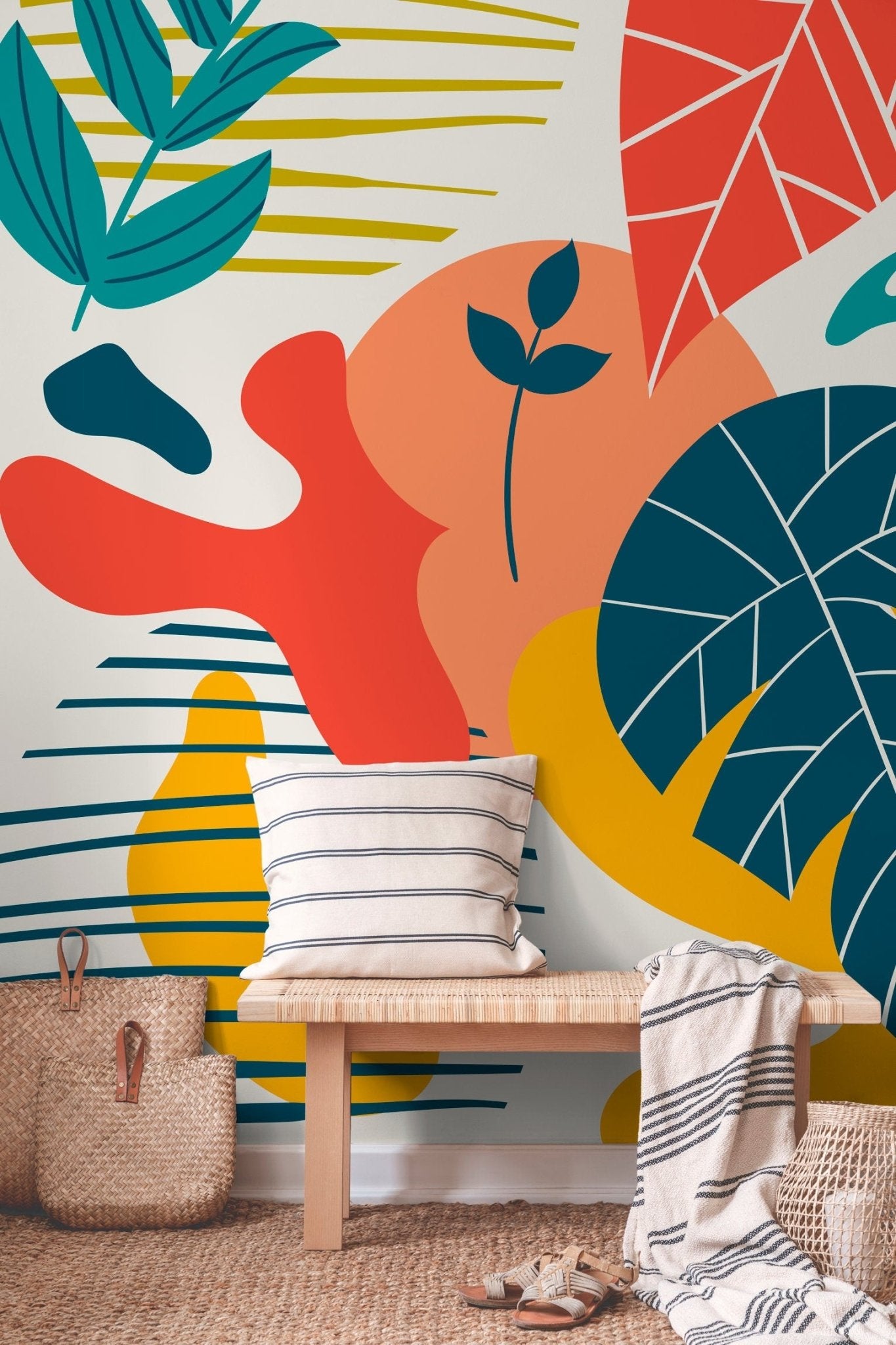 Tropical Abstract Shapes Wallpaper - C092 - WallTrend