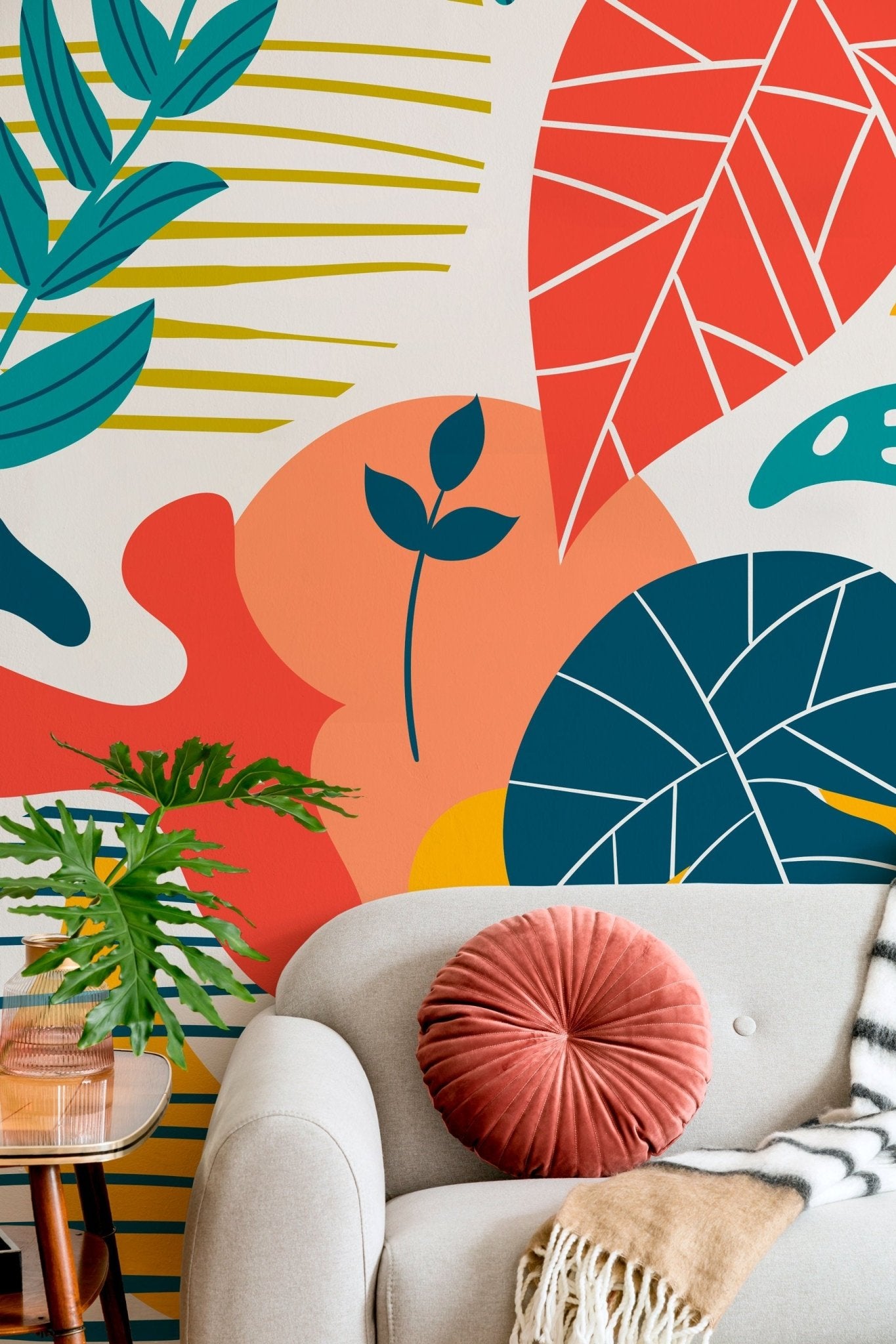 Tropical Abstract Shapes Wallpaper - C092 - WallTrend