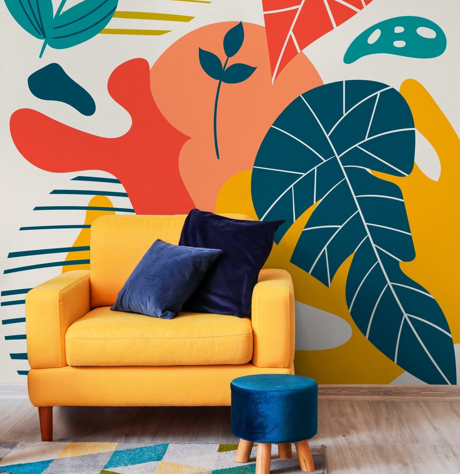 Tropical Abstract Shapes Wallpaper - C092 - WallTrend