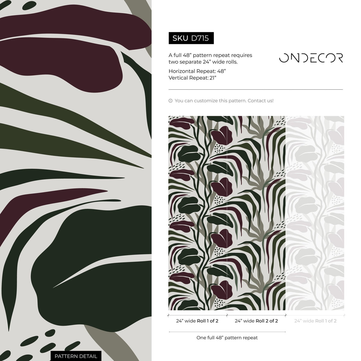 Tropical Abstract Wallpaper Modern Wallpaper Peel and Stick and Traditional Wallpaper - D715 - WallTrend