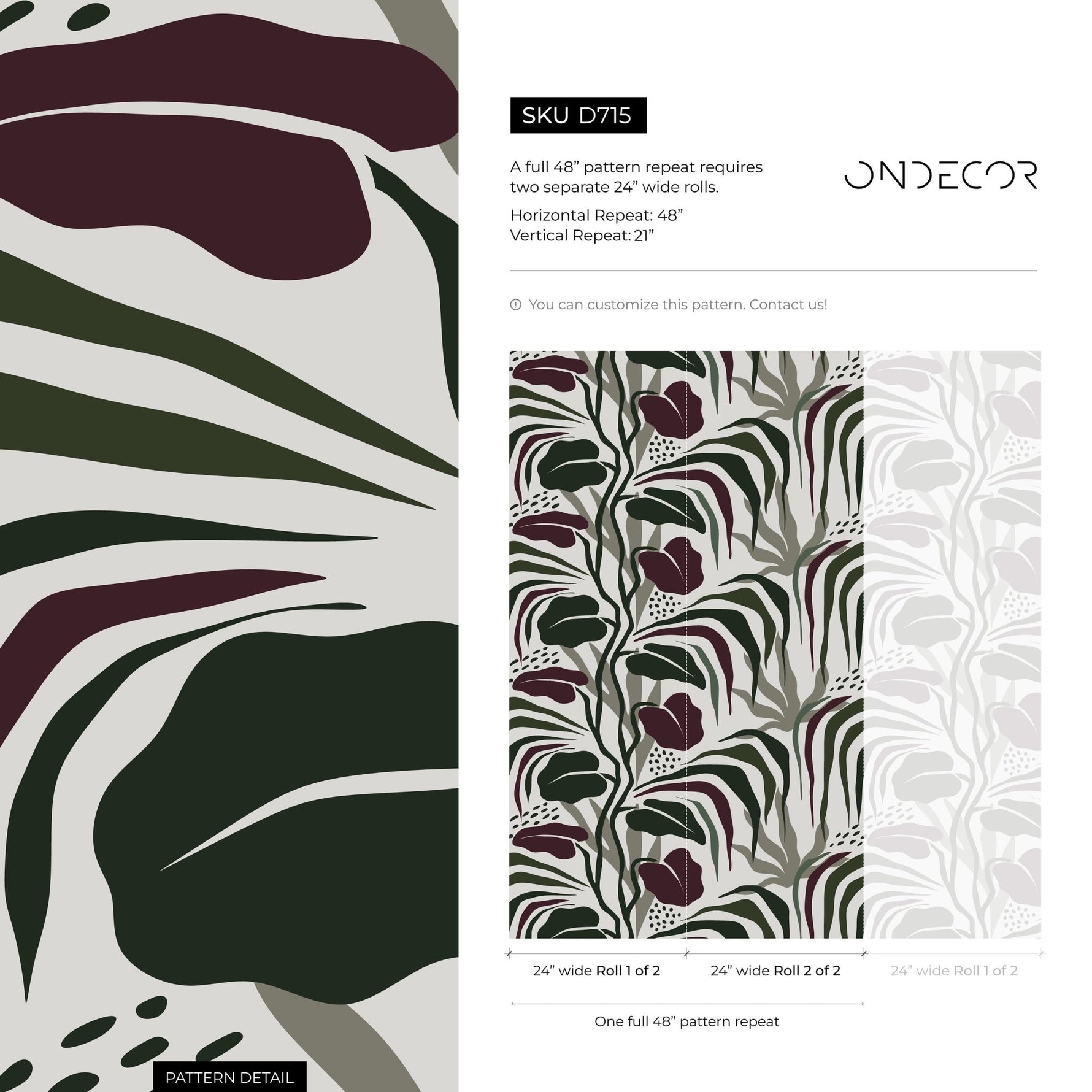 Tropical Abstract Wallpaper Modern Wallpaper Peel and Stick and Traditional Wallpaper - D715 - WallTrend