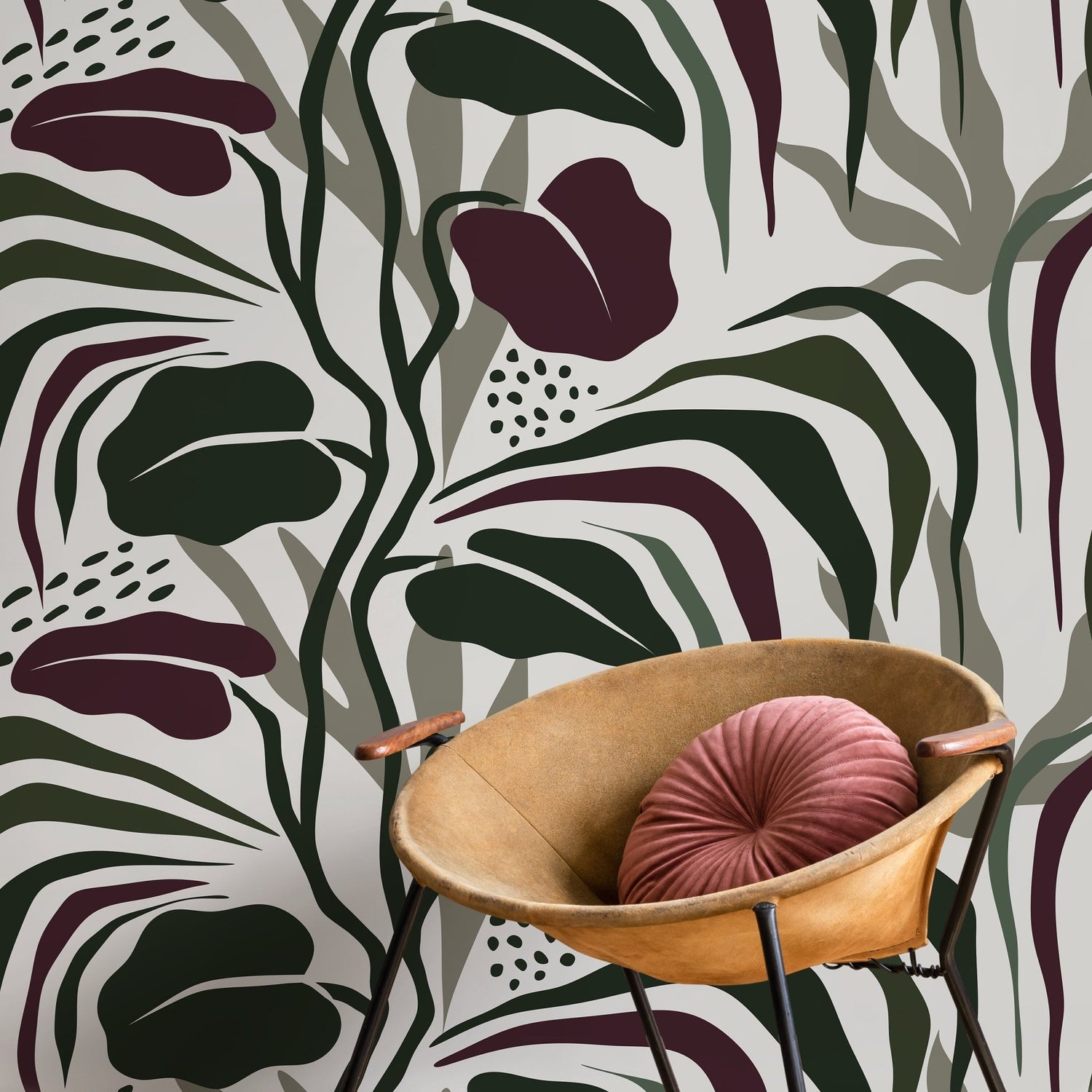 Tropical Abstract Wallpaper Modern Wallpaper Peel and Stick and Traditional Wallpaper - D715 - WallTrend