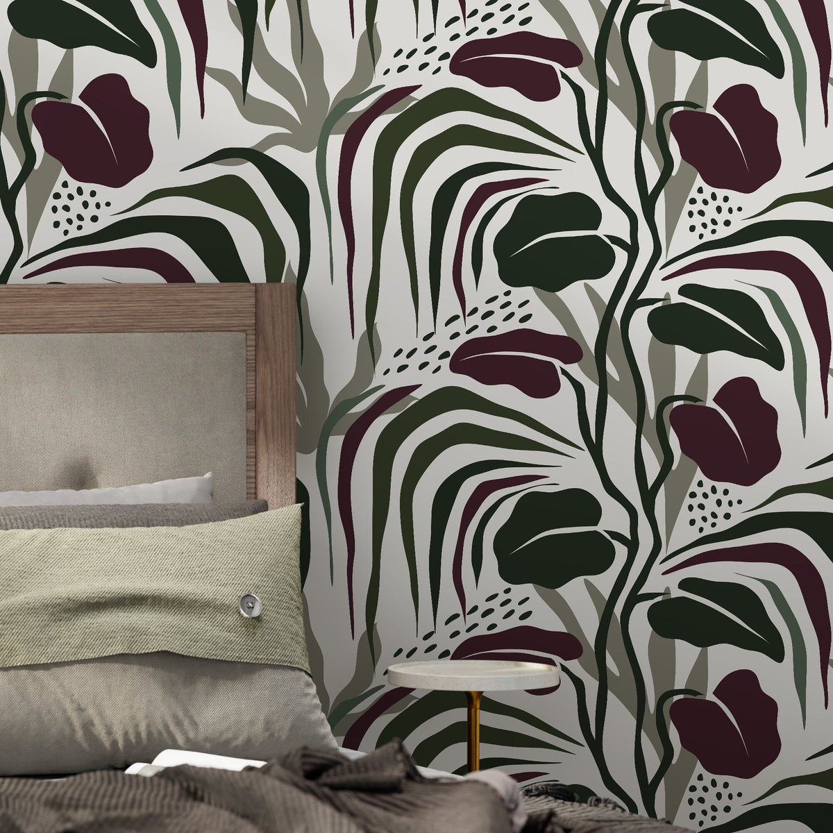 Tropical Abstract Wallpaper Modern Wallpaper Peel and Stick and Traditional Wallpaper - D715 - WallTrend