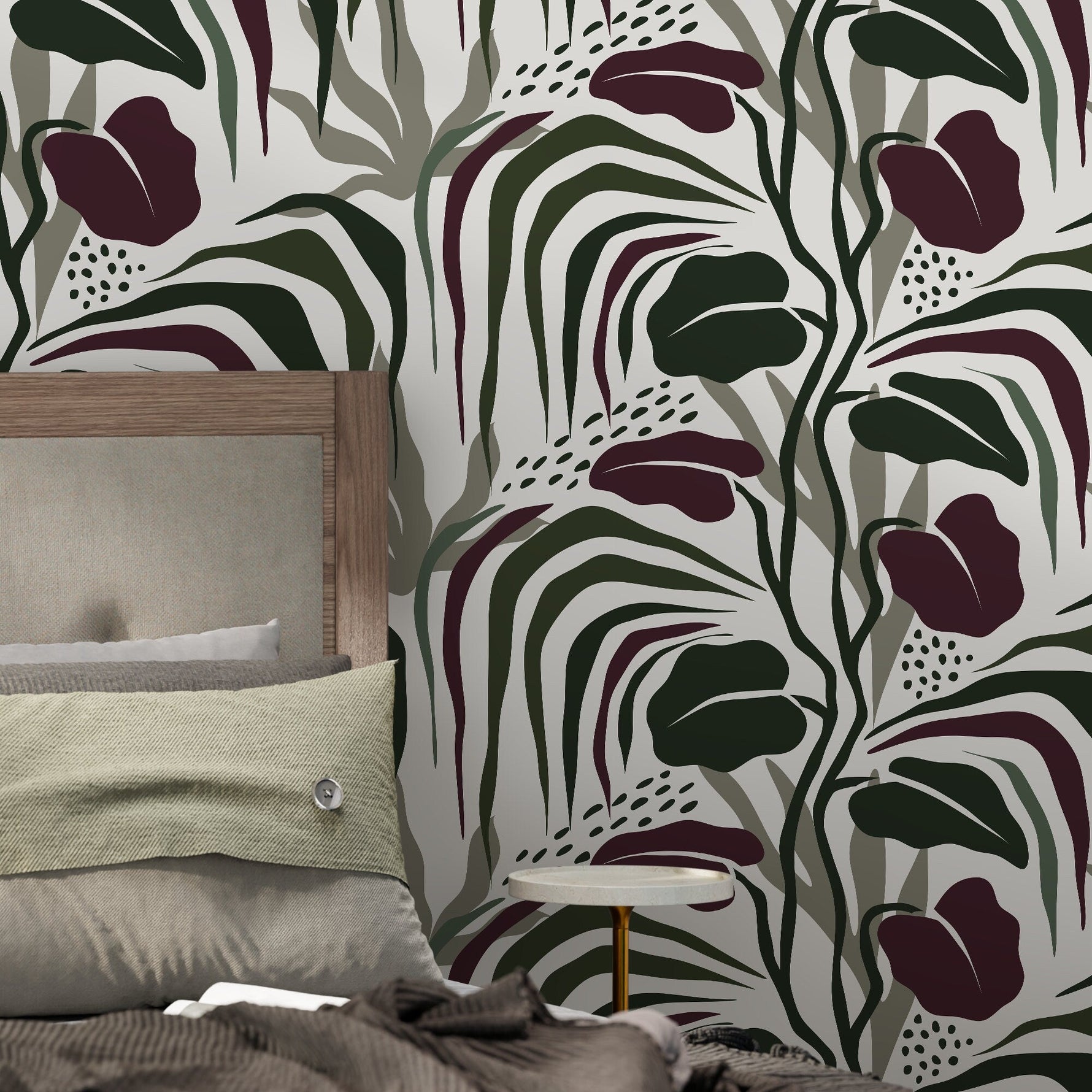 Tropical Abstract Wallpaper Modern Wallpaper Peel and Stick and Traditional Wallpaper - D715 - WallTrend