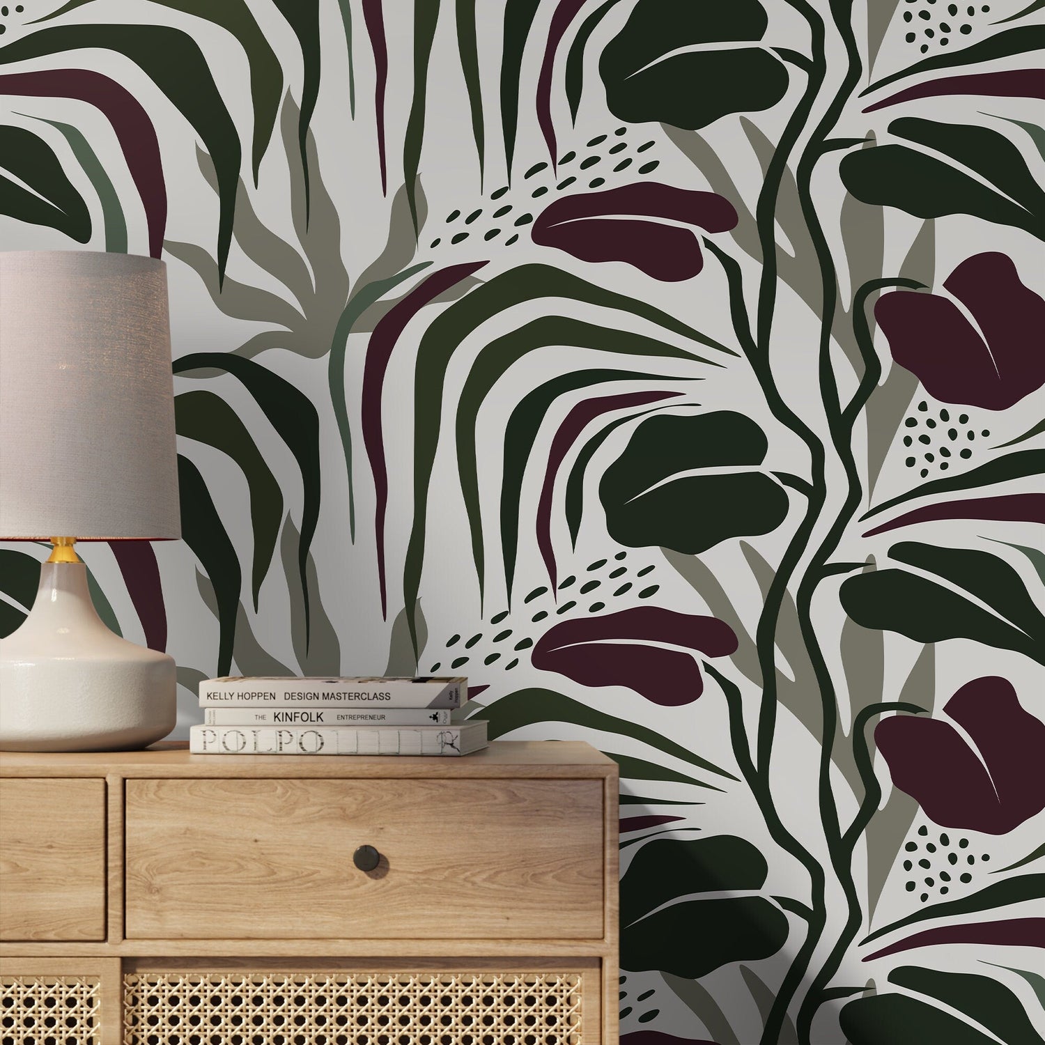 Tropical Abstract Wallpaper Modern Wallpaper Peel and Stick and Traditional Wallpaper - D715 - WallTrend