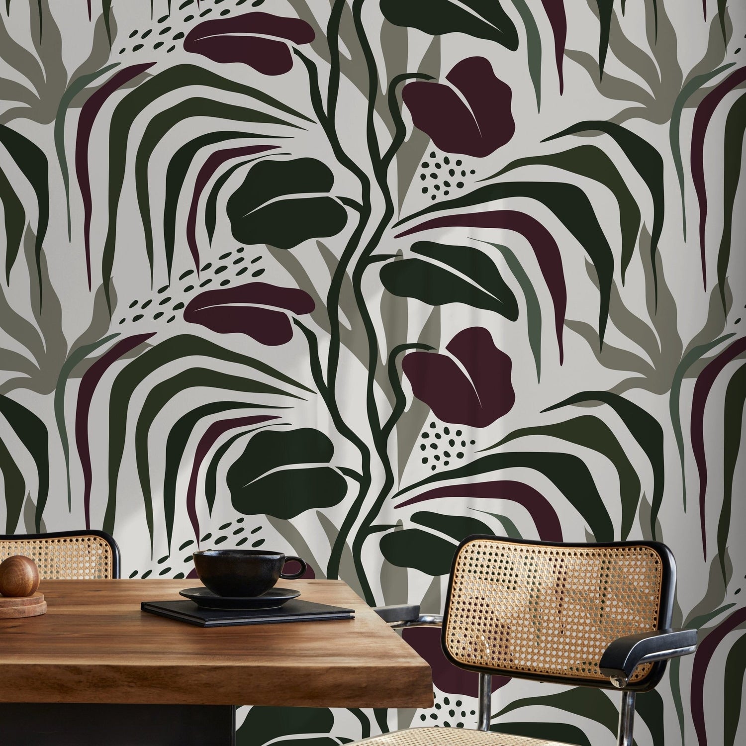 Tropical Abstract Wallpaper Modern Wallpaper Peel and Stick and Traditional Wallpaper - D715 - WallTrend