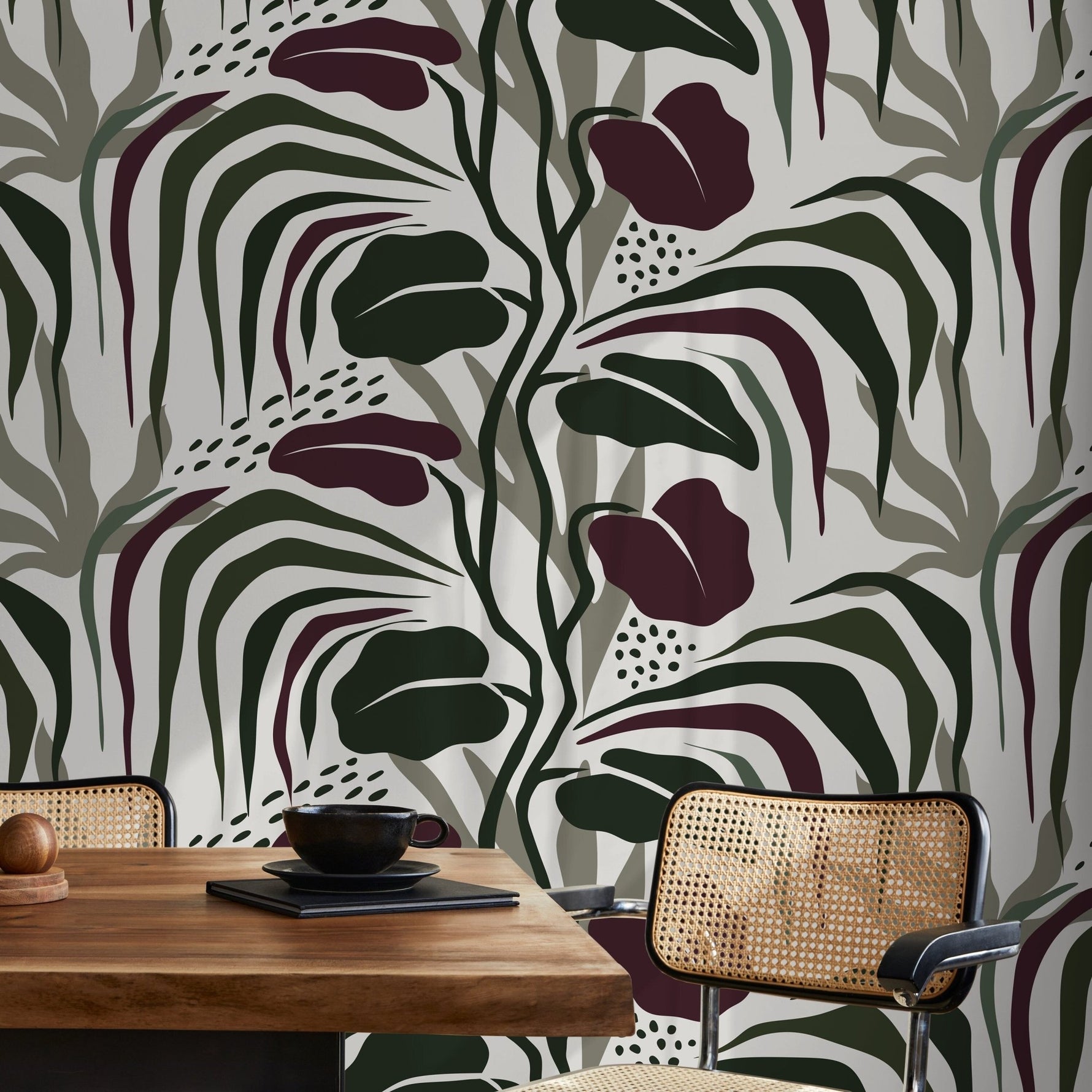 Tropical Abstract Wallpaper Modern Wallpaper Peel and Stick and Traditional Wallpaper - D715 - WallTrend