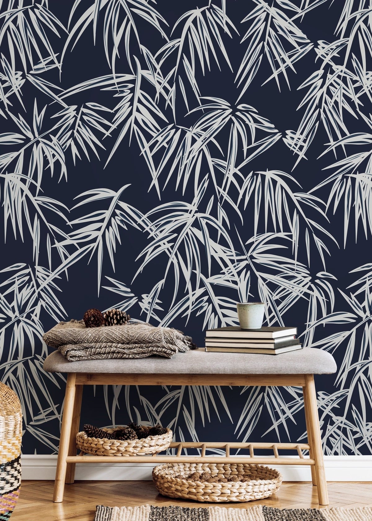 Tropical Bamboo Leaves Wallpaper - D335 - WallTrend