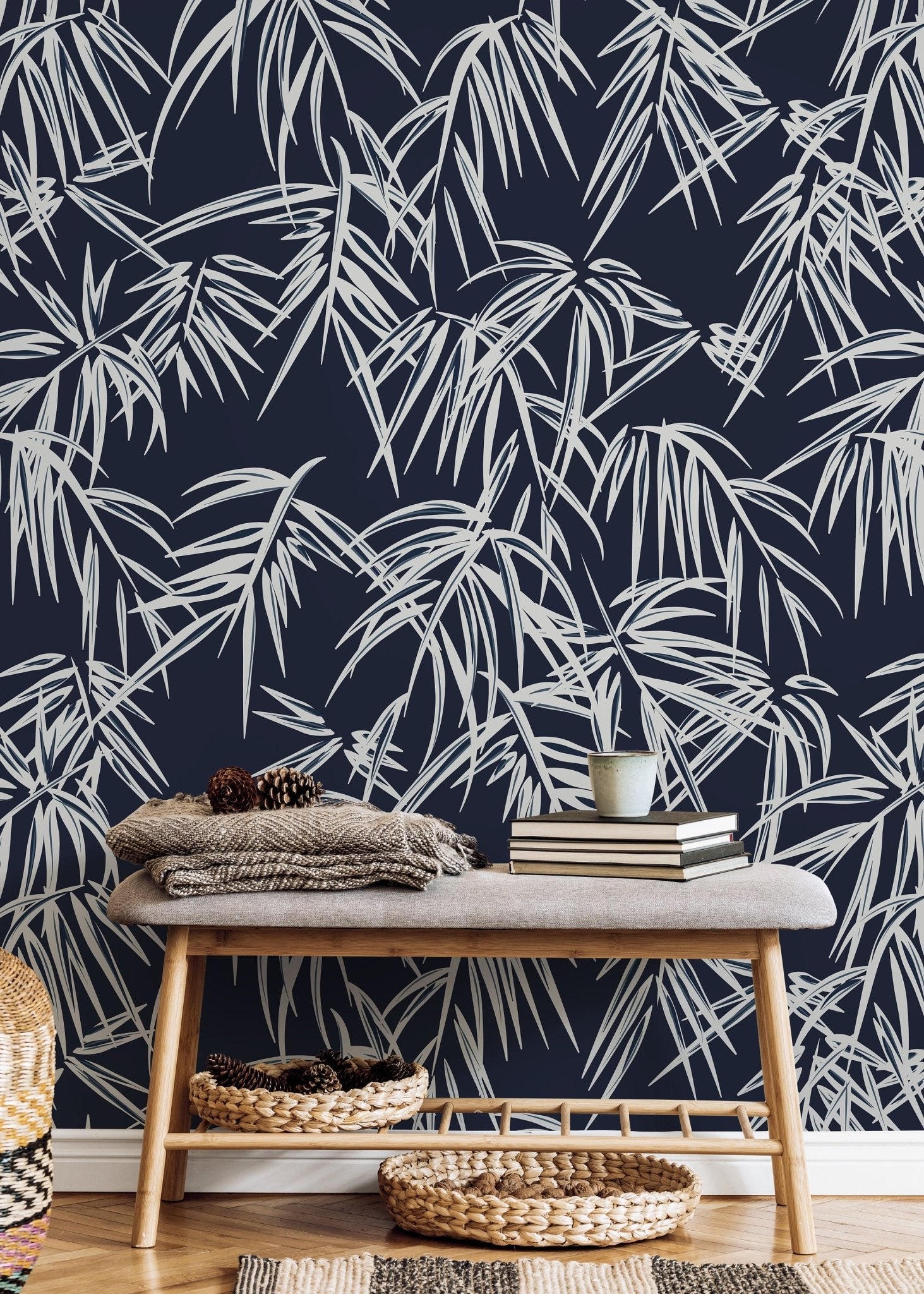 Tropical Bamboo Leaves Wallpaper - D335 - WallTrend