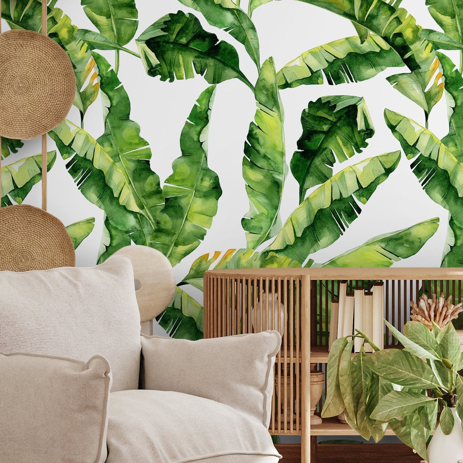 Tropical Banana Leaf Wallpaper - A466 - WallTrend