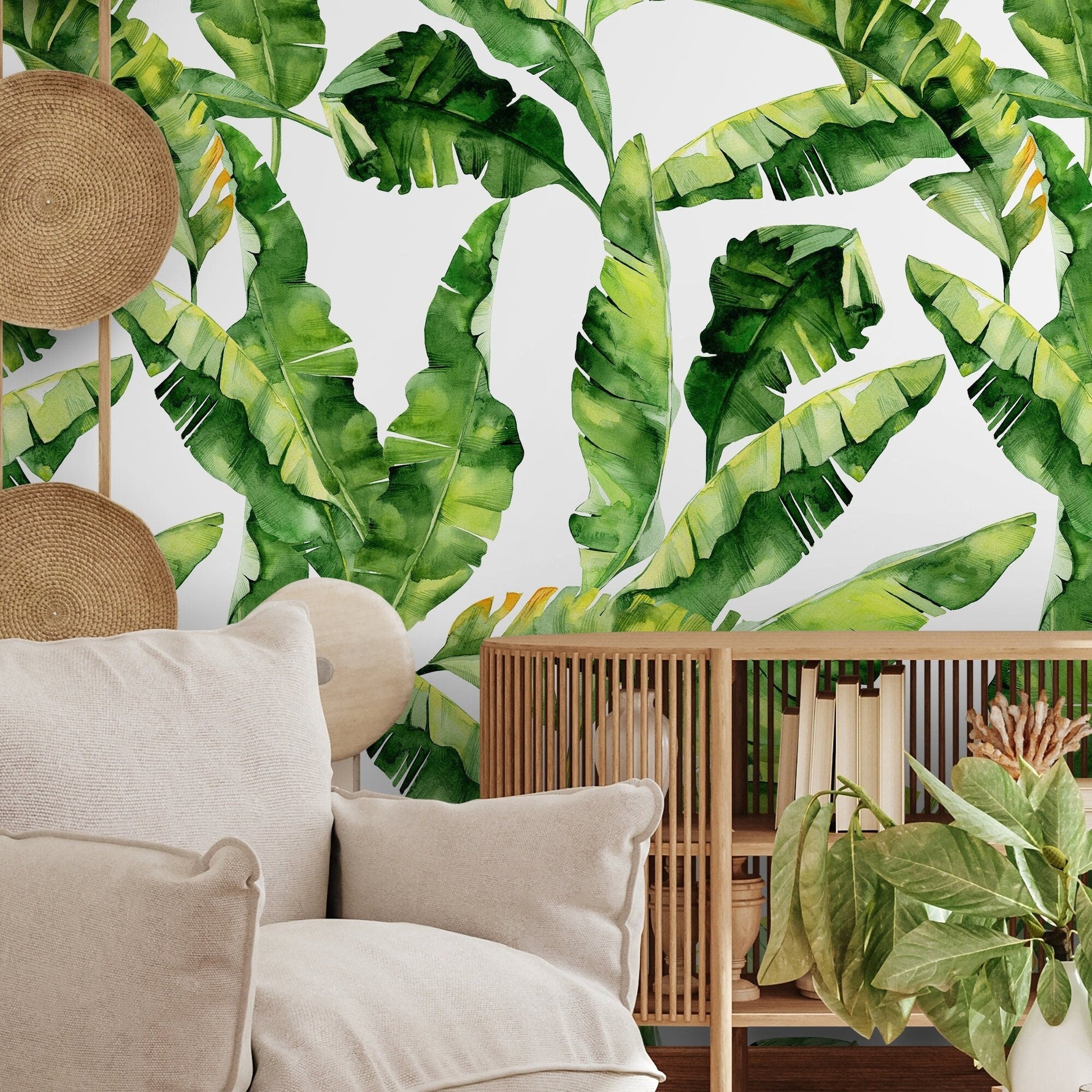 Tropical Banana Leaf Wallpaper - A466 - WallTrend