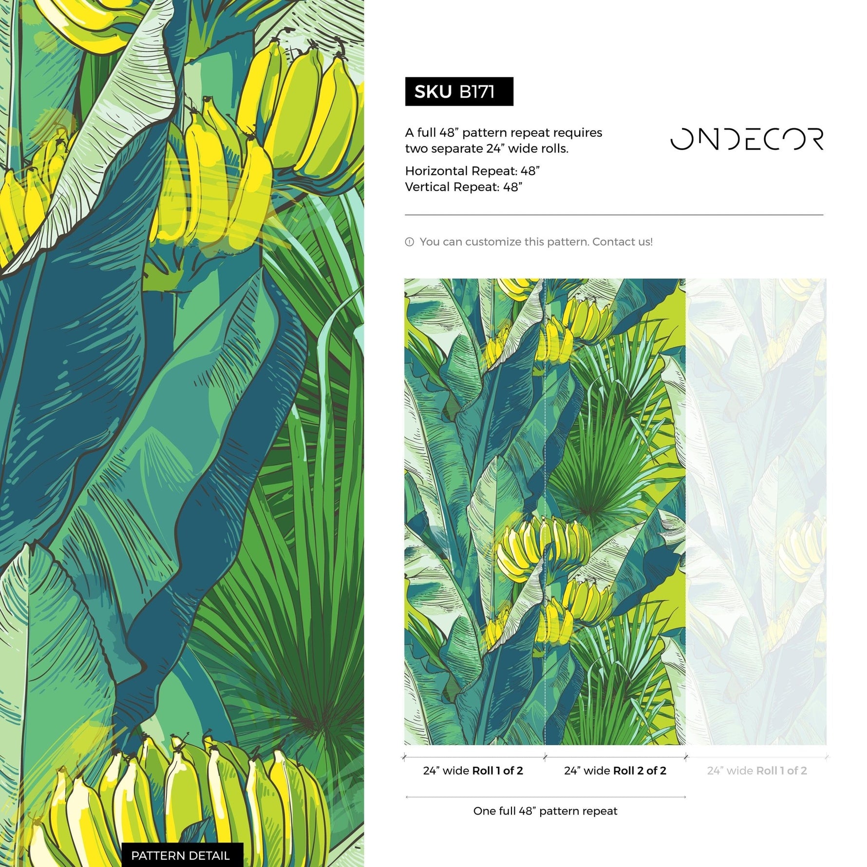 Tropical Banana Leaf Wallpaper - B171 - WallTrend