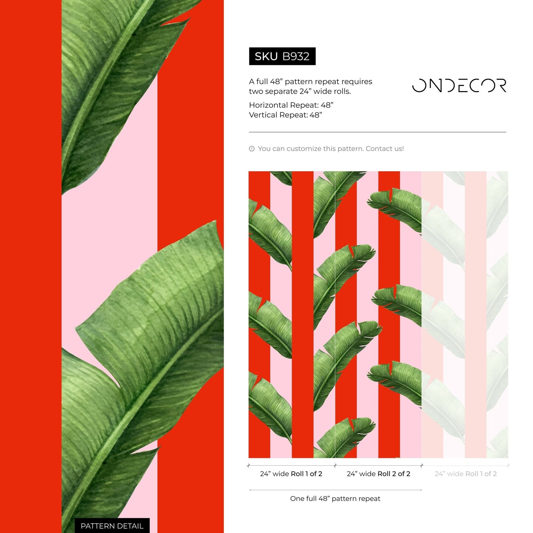 Tropical Banana Leaf Wallpaper - B932 - WallTrend