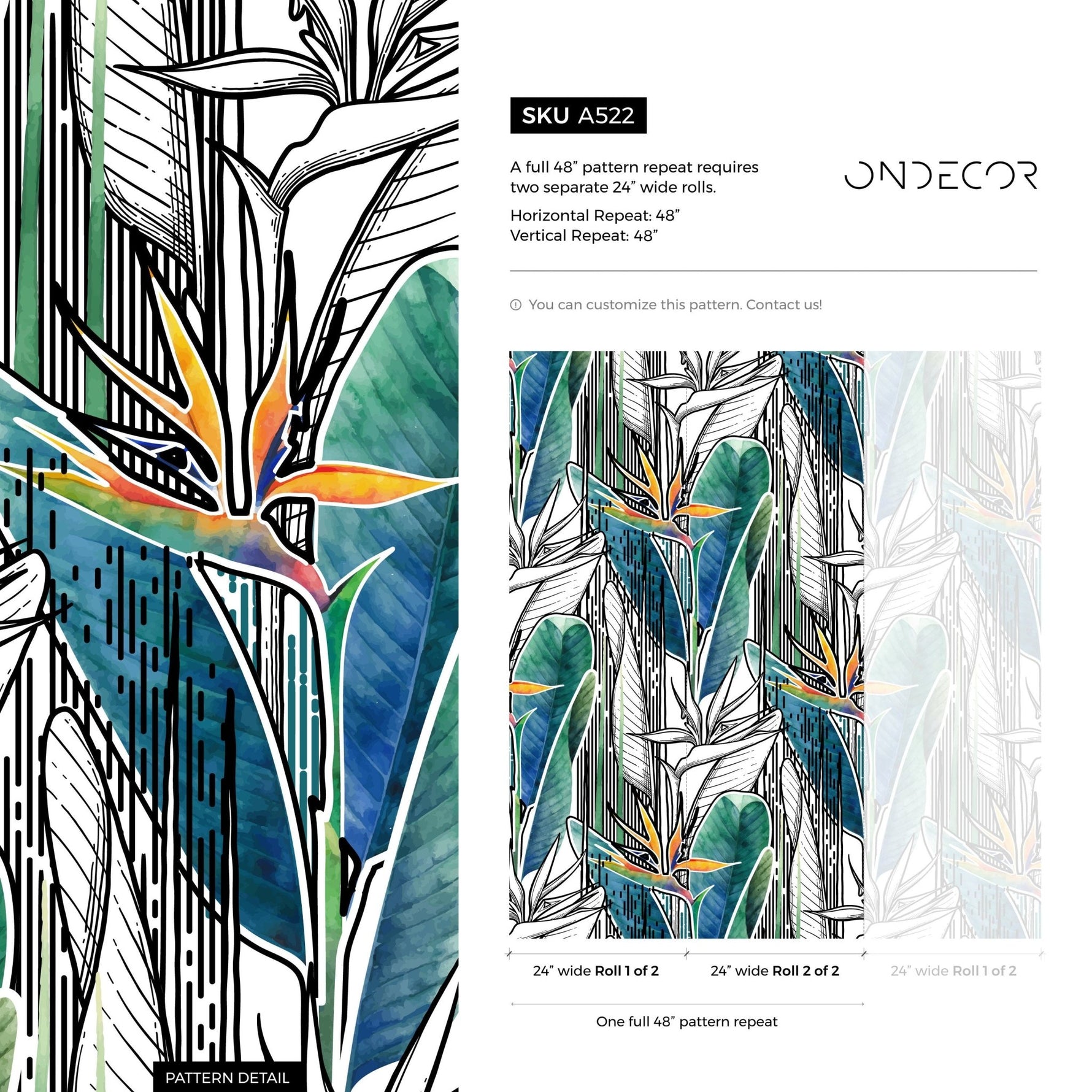 Tropical Bird of Paradise Wallpaper - A522 - WallTrend