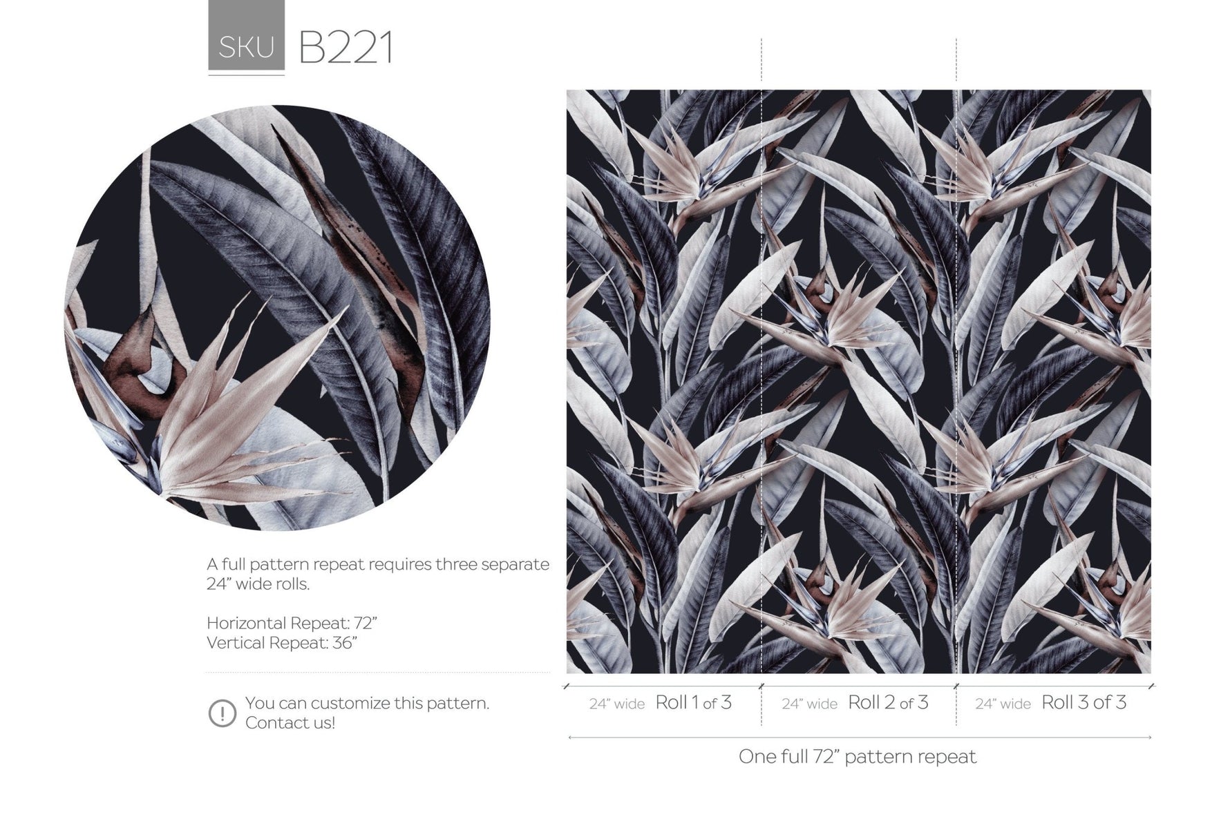 Tropical Bird of Paradise Wallpaper - B221 - WallTrend
