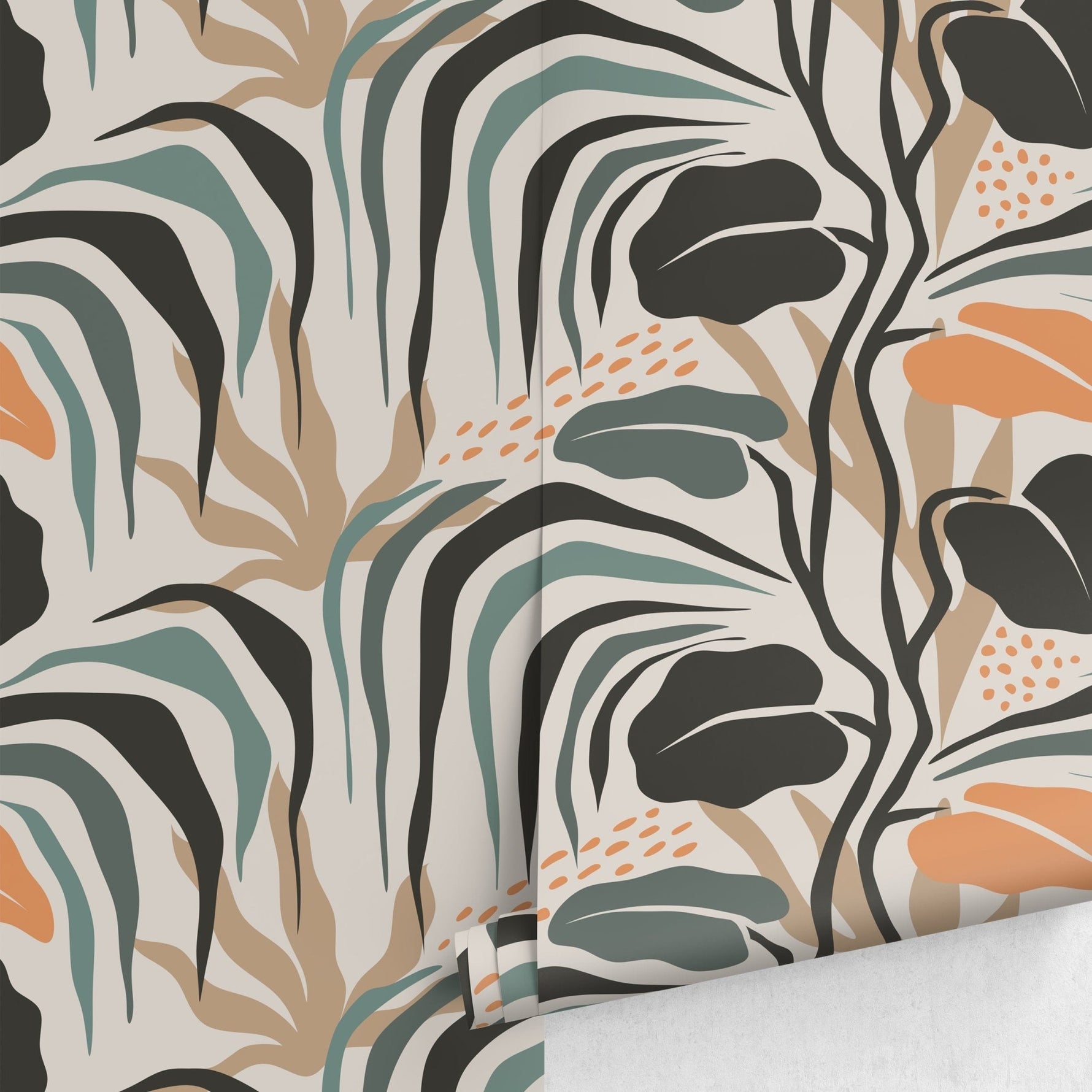 Tropical Boho Wallpaper Leaves Wallpaper Peel and Stick and Traditional Wallpaper - D718 - WallTrend