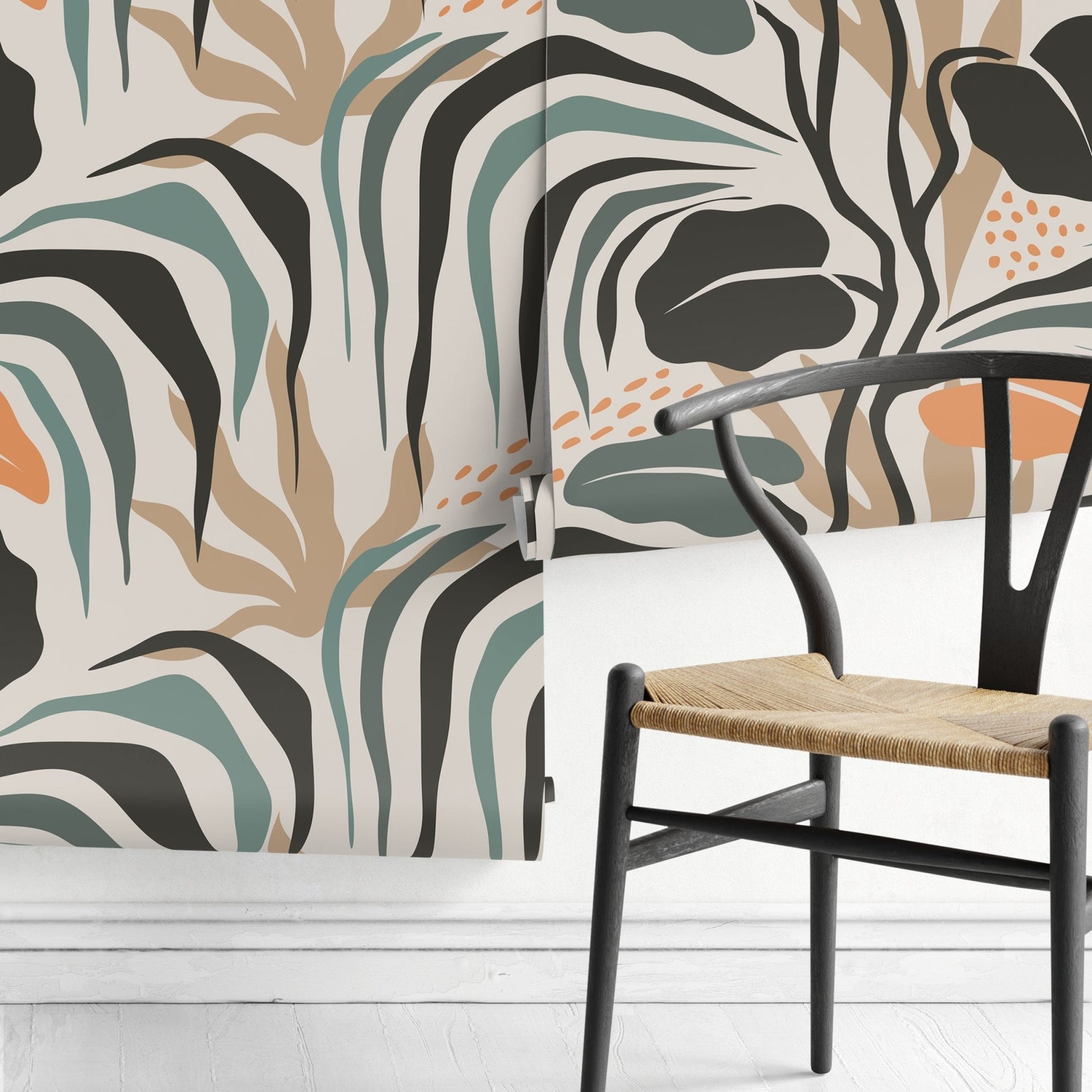 Tropical Boho Wallpaper Leaves Wallpaper Peel and Stick and Traditional Wallpaper - D718 - WallTrend