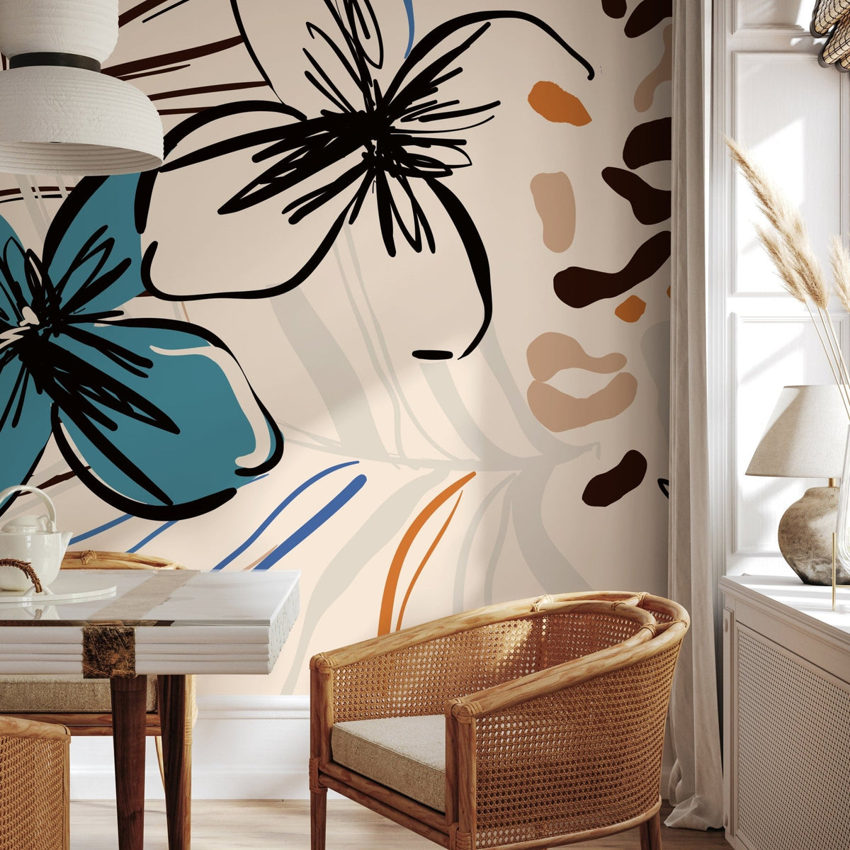 Tropical Botanic Illustration Wallpaper - B636 - WallTrend