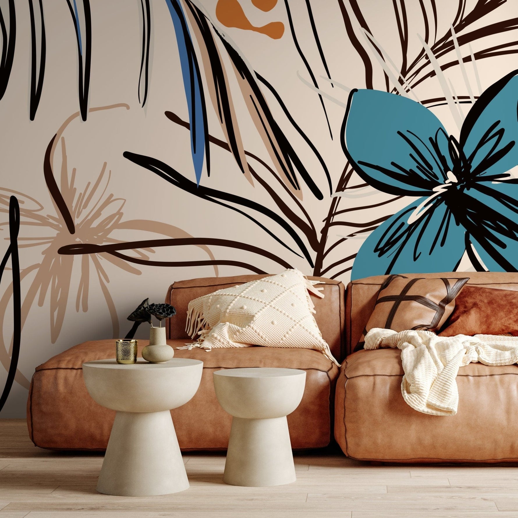 Tropical Botanic Illustration Wallpaper - B636 - WallTrend