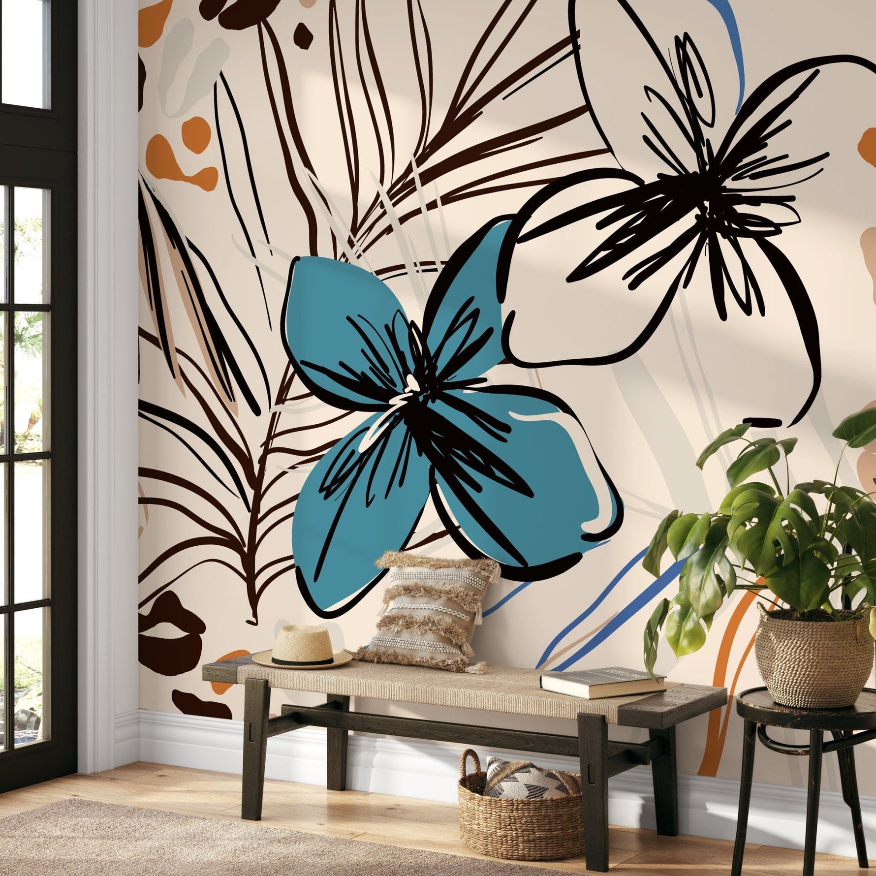 Tropical Botanic Illustration Wallpaper - B636 - WallTrend