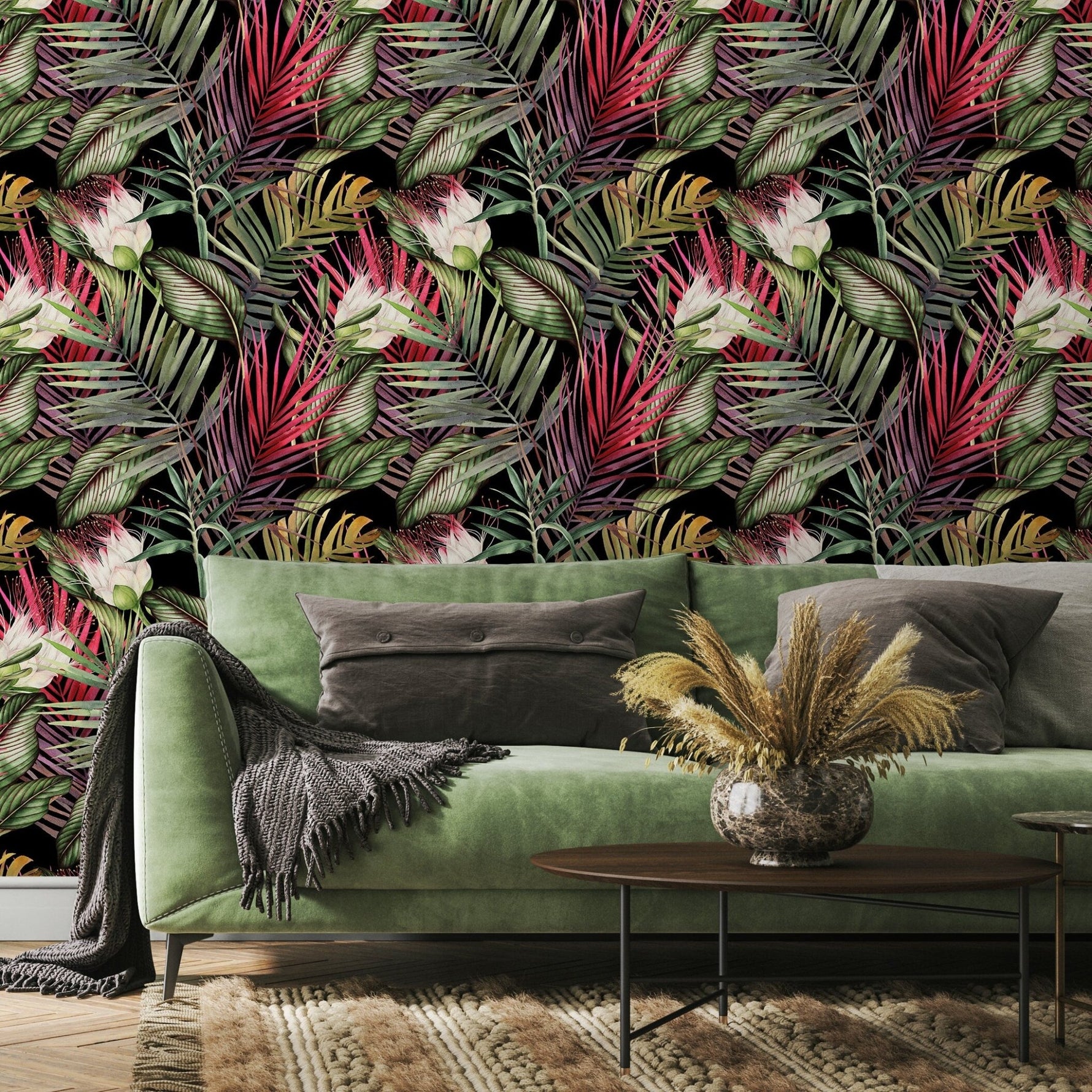 Tropical Botanical Bliss Wallpaper - A835 - WallTrend