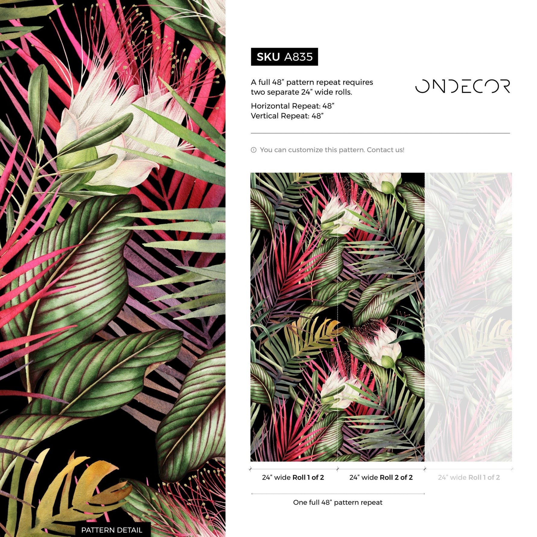 Tropical Botanical Bliss Wallpaper - A835 - WallTrend