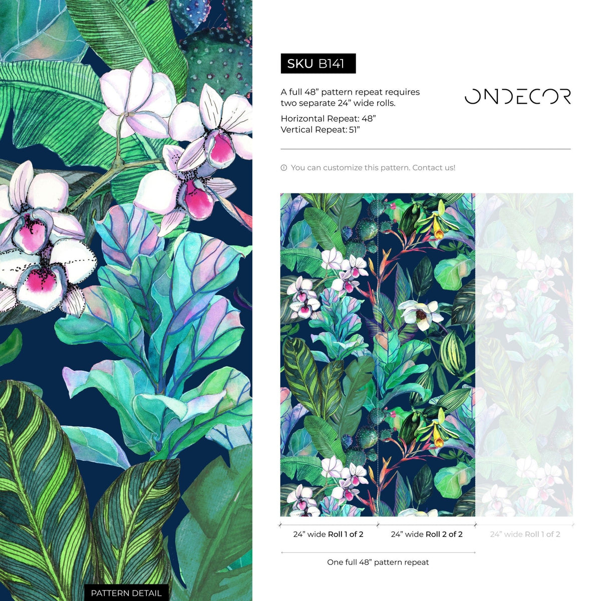 Tropical Botanical Bliss Wallpaper - B141 - WallTrend