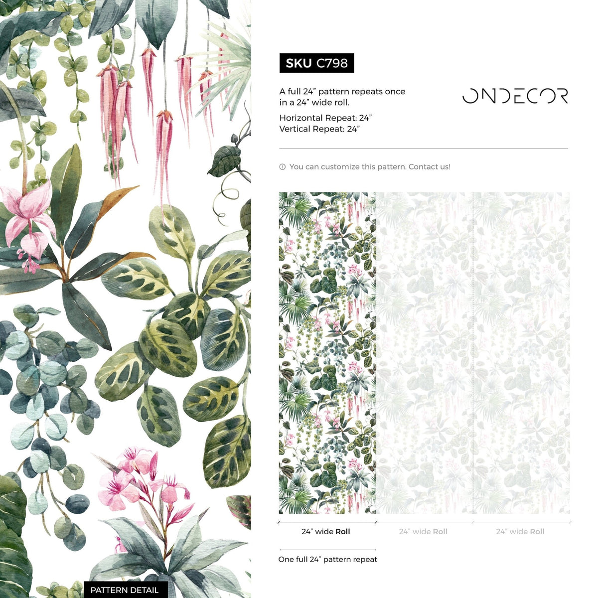 Tropical Botanical Bliss Wallpaper - C798 - WallTrend