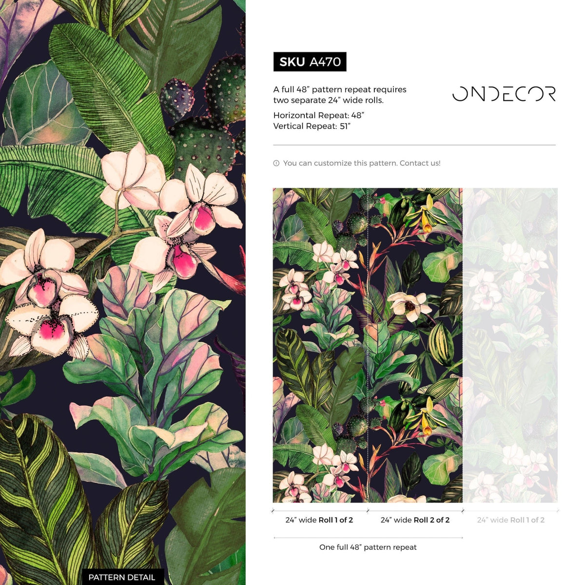 Tropical Botanical Illustrations Wallpaper - A470 - WallTrend