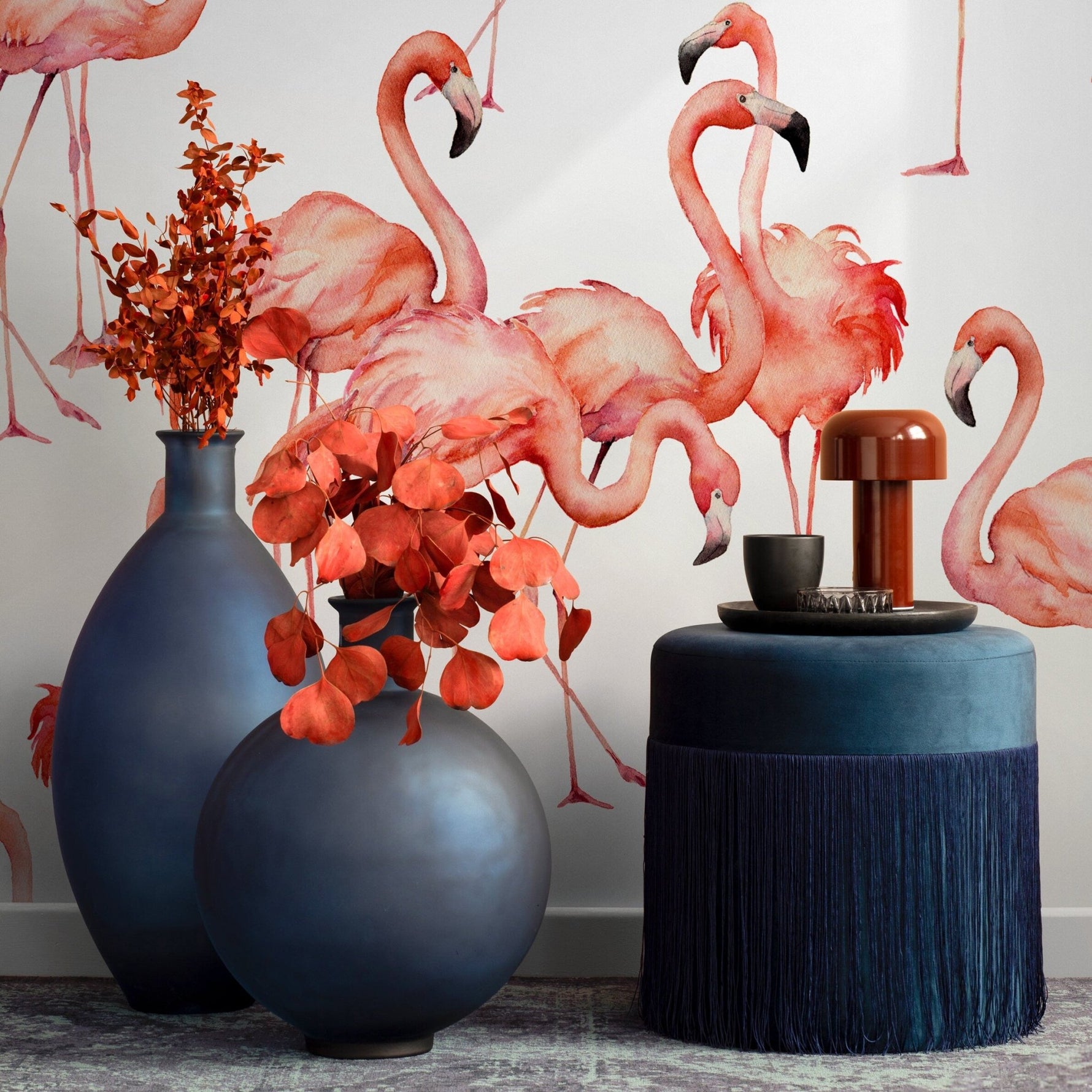 Tropical Flamingo Dance Wallpaper - B323 - WallTrend