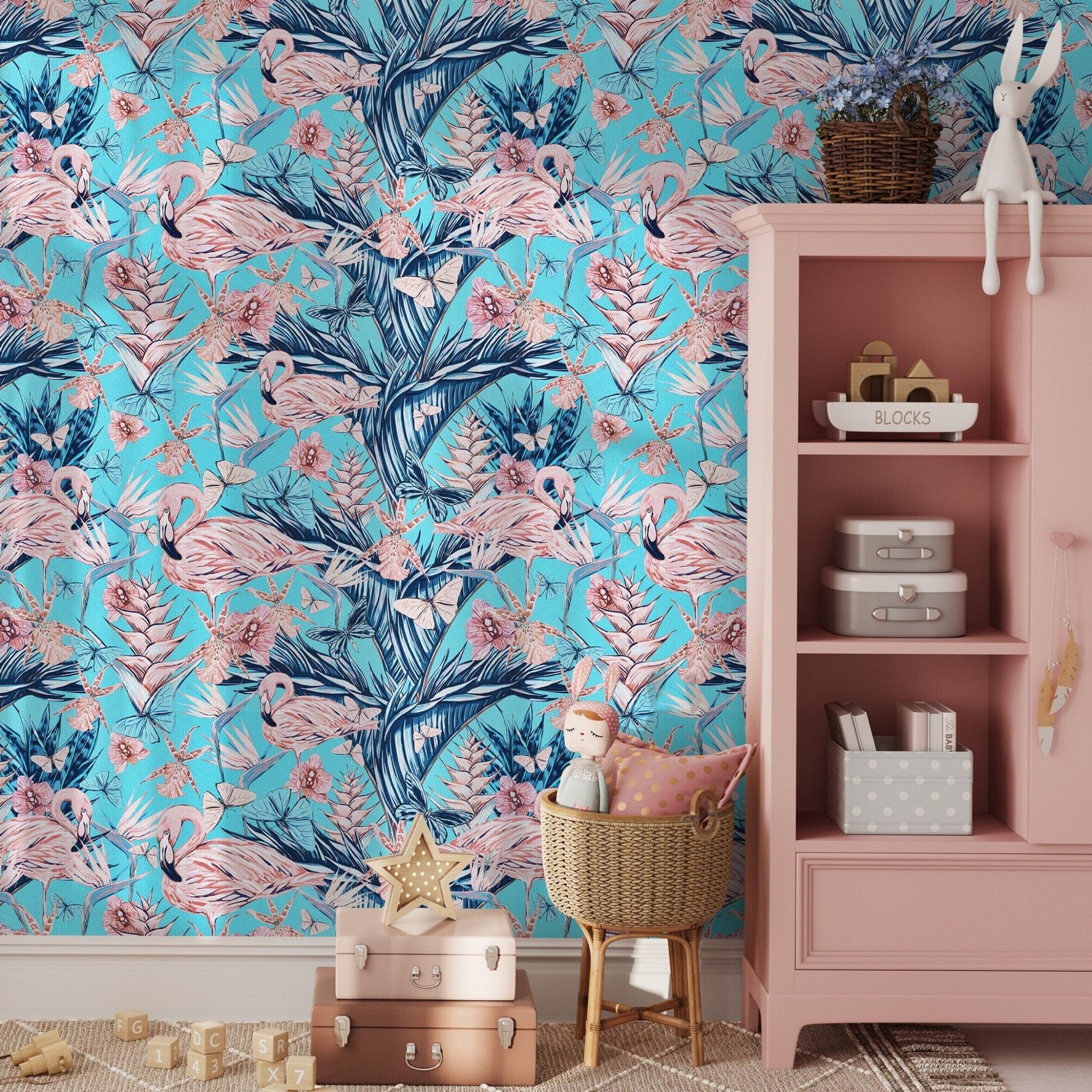 Tropical Flamingo Paradise Wallpaper - B115 - WallTrend