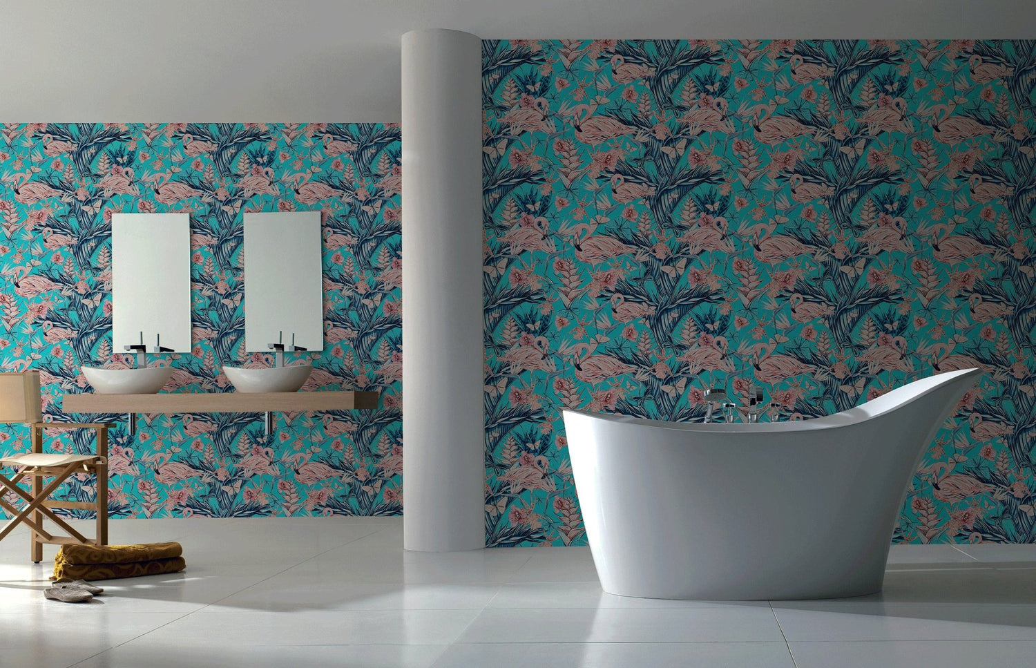 Tropical Flamingo Paradise Wallpaper - B115 - WallTrend