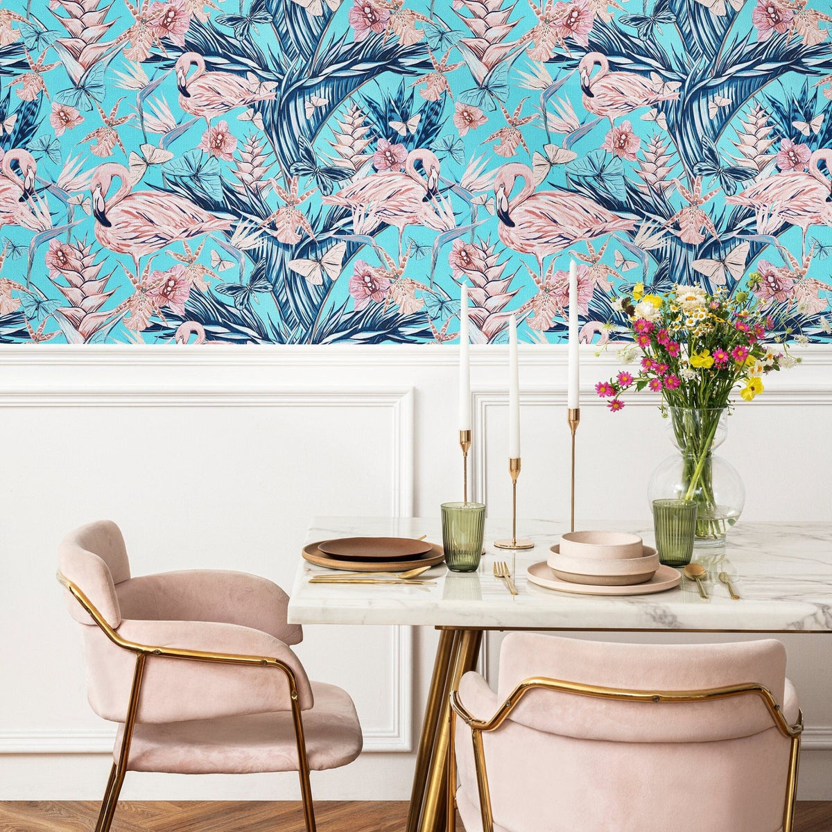 Tropical Flamingo Paradise Wallpaper - B115 - WallTrend