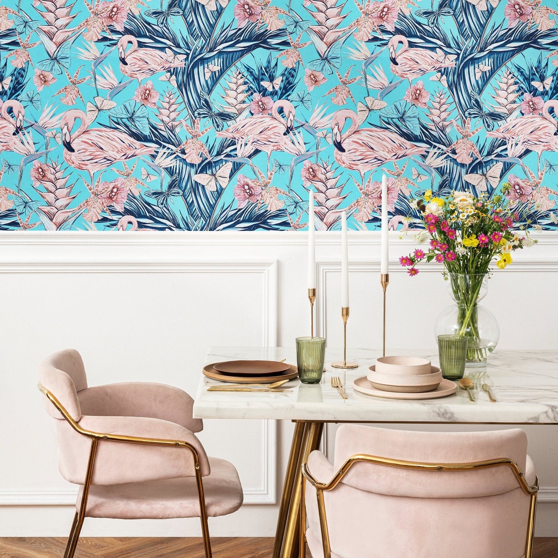Tropical Flamingo Paradise Wallpaper - B115 - WallTrend