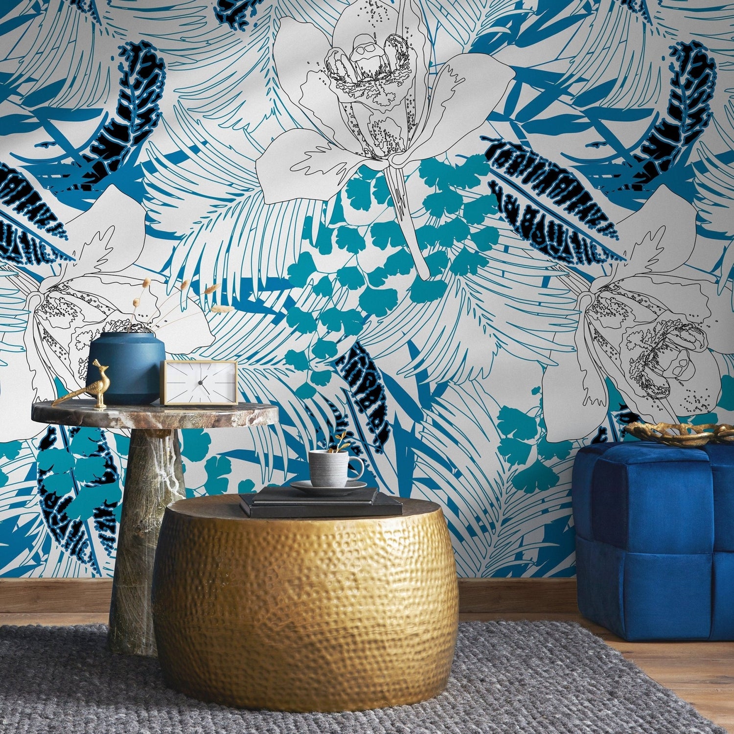 Tropical Flora Illustration Wallpaper - A937 - WallTrend