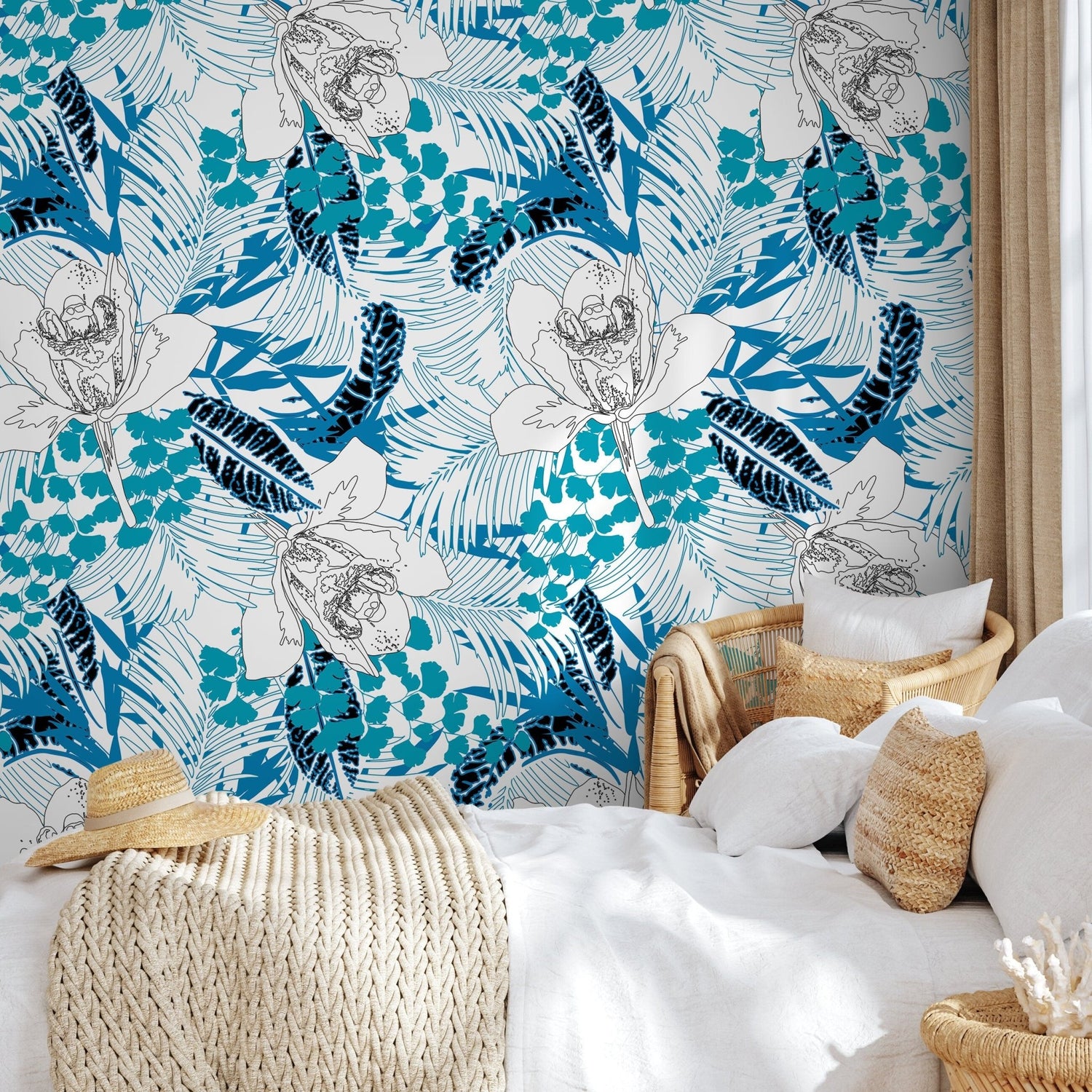 Tropical Flora Illustration Wallpaper - A937 - WallTrend
