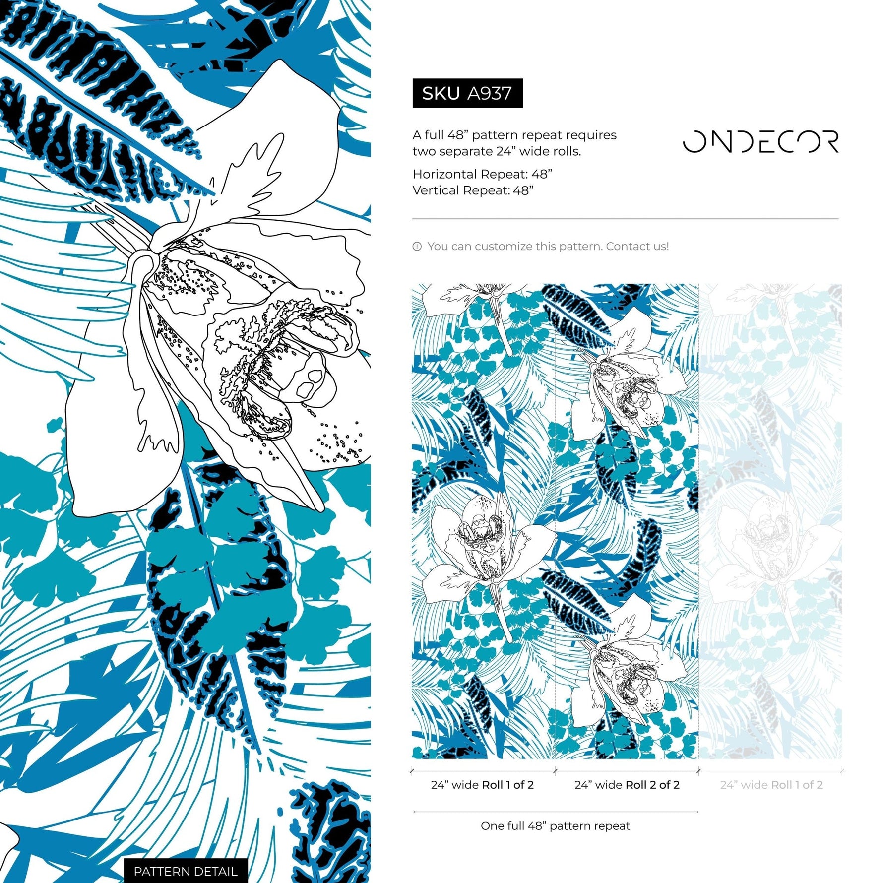 Tropical Flora Illustration Wallpaper - A937 - WallTrend