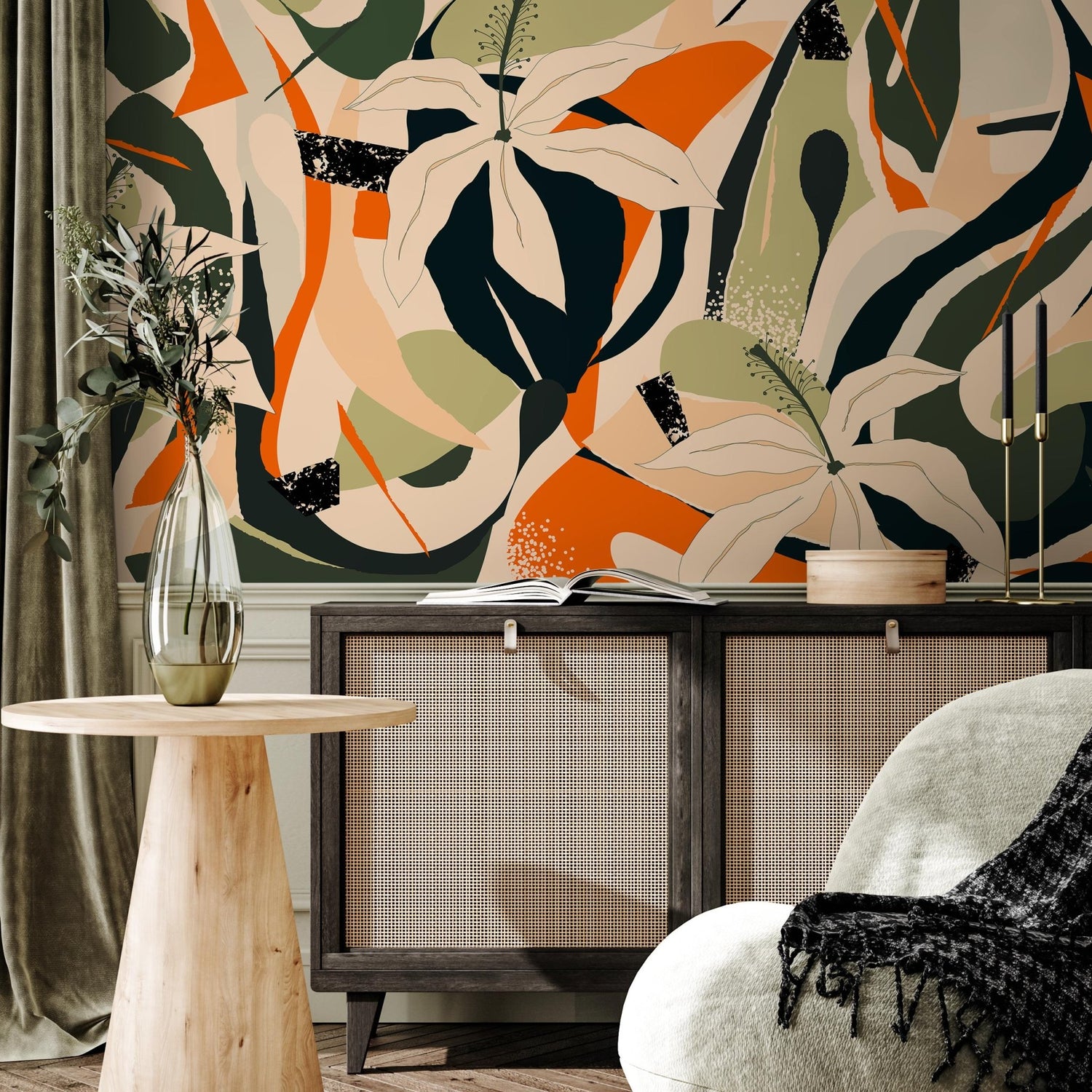Tropical Flora Symphony Wallpaper - B205 - WallTrend