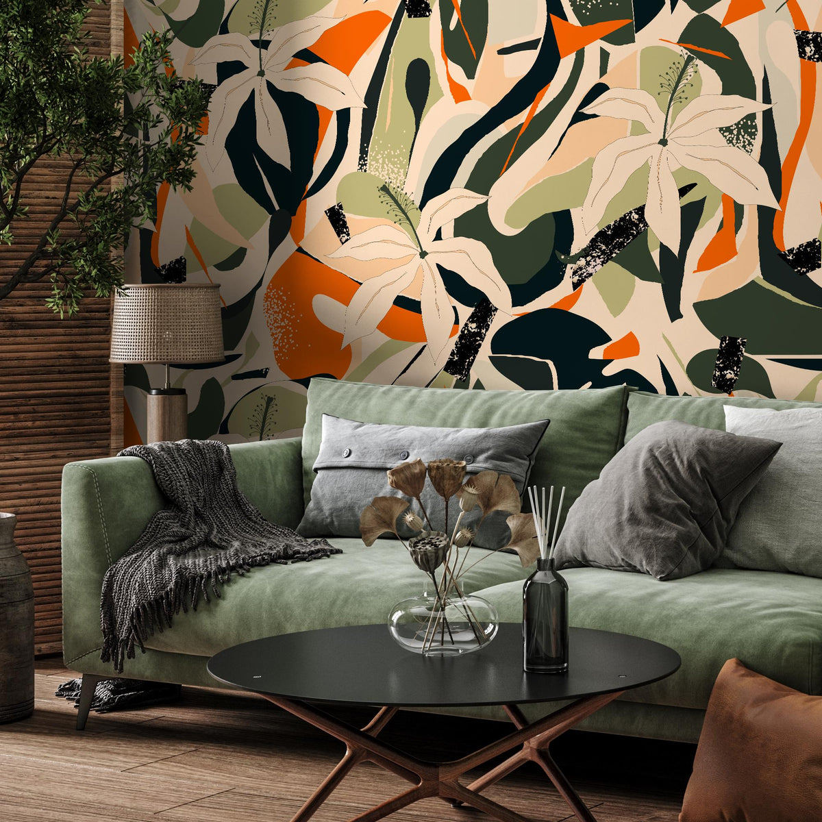 Tropical Flora Symphony Wallpaper - B205 - WallTrend