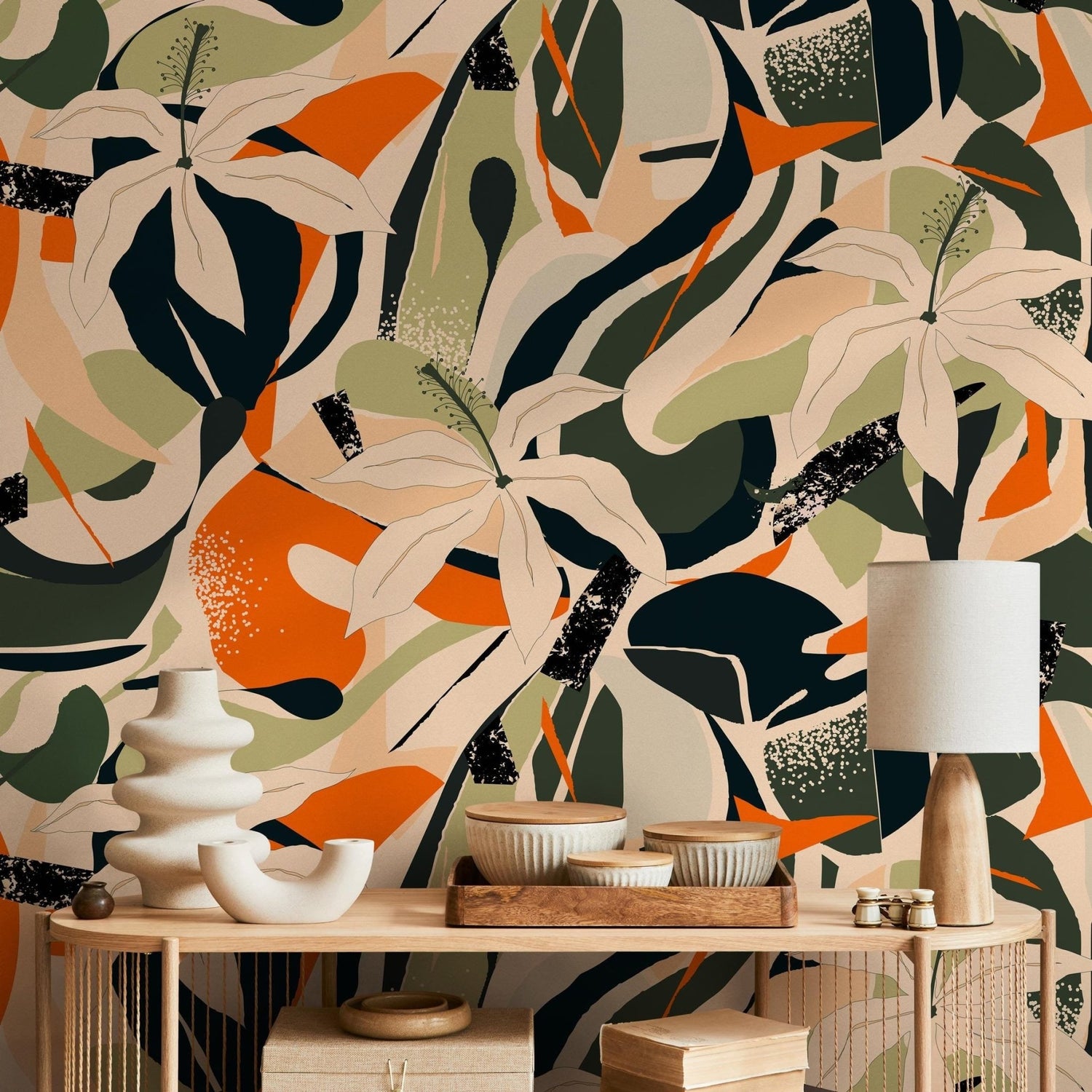 Tropical Flora Symphony Wallpaper - B205 - WallTrend