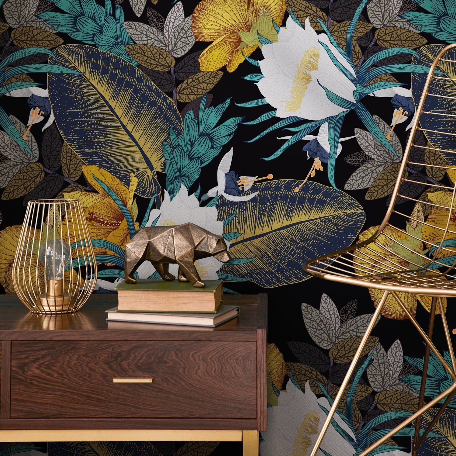 Tropical Floral Elegance Wallpaper - A821 - WallTrend