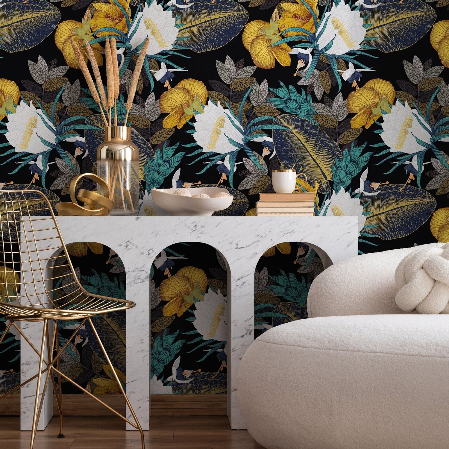 Tropical Floral Elegance Wallpaper - A821 - WallTrend