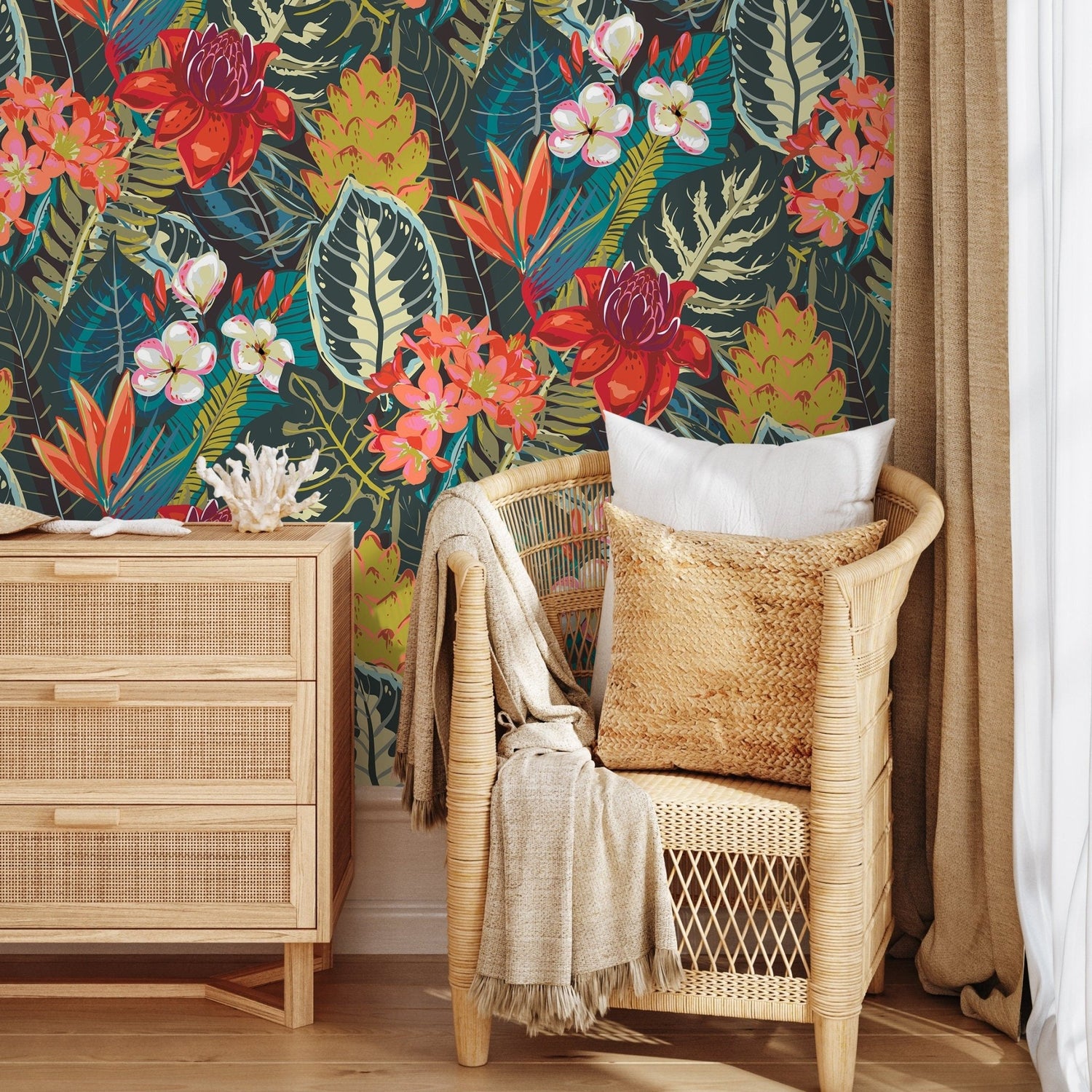 Tropical Floral Elegance Wallpaper - C206 - WallTrend