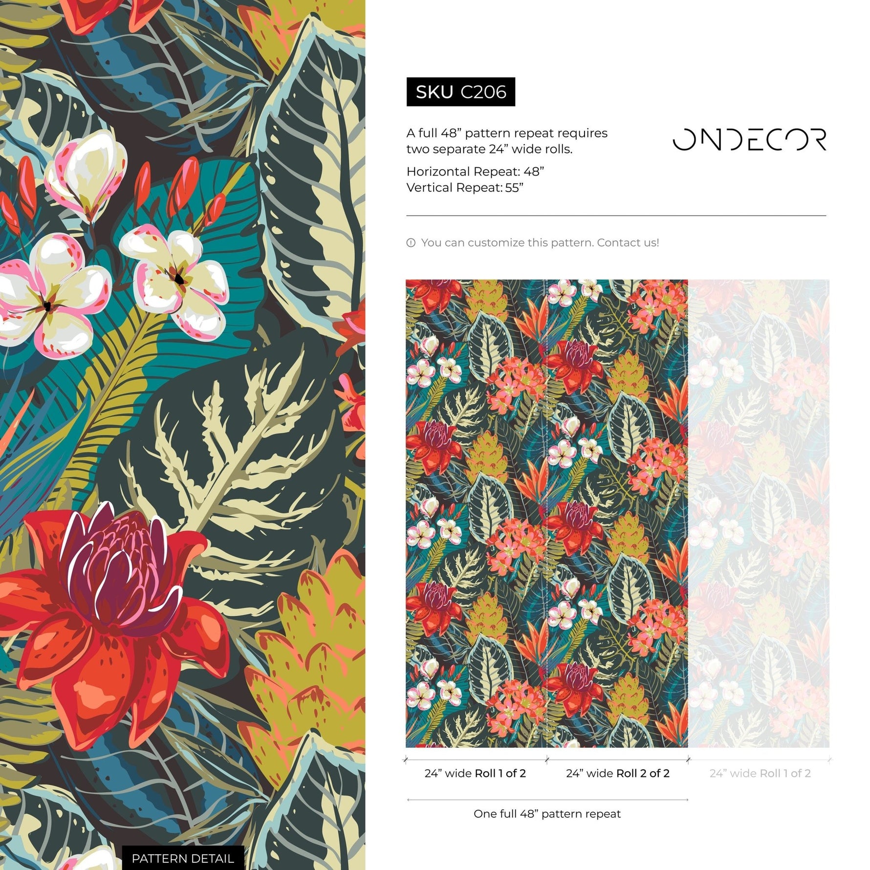 Tropical Floral Elegance Wallpaper - C206 - WallTrend